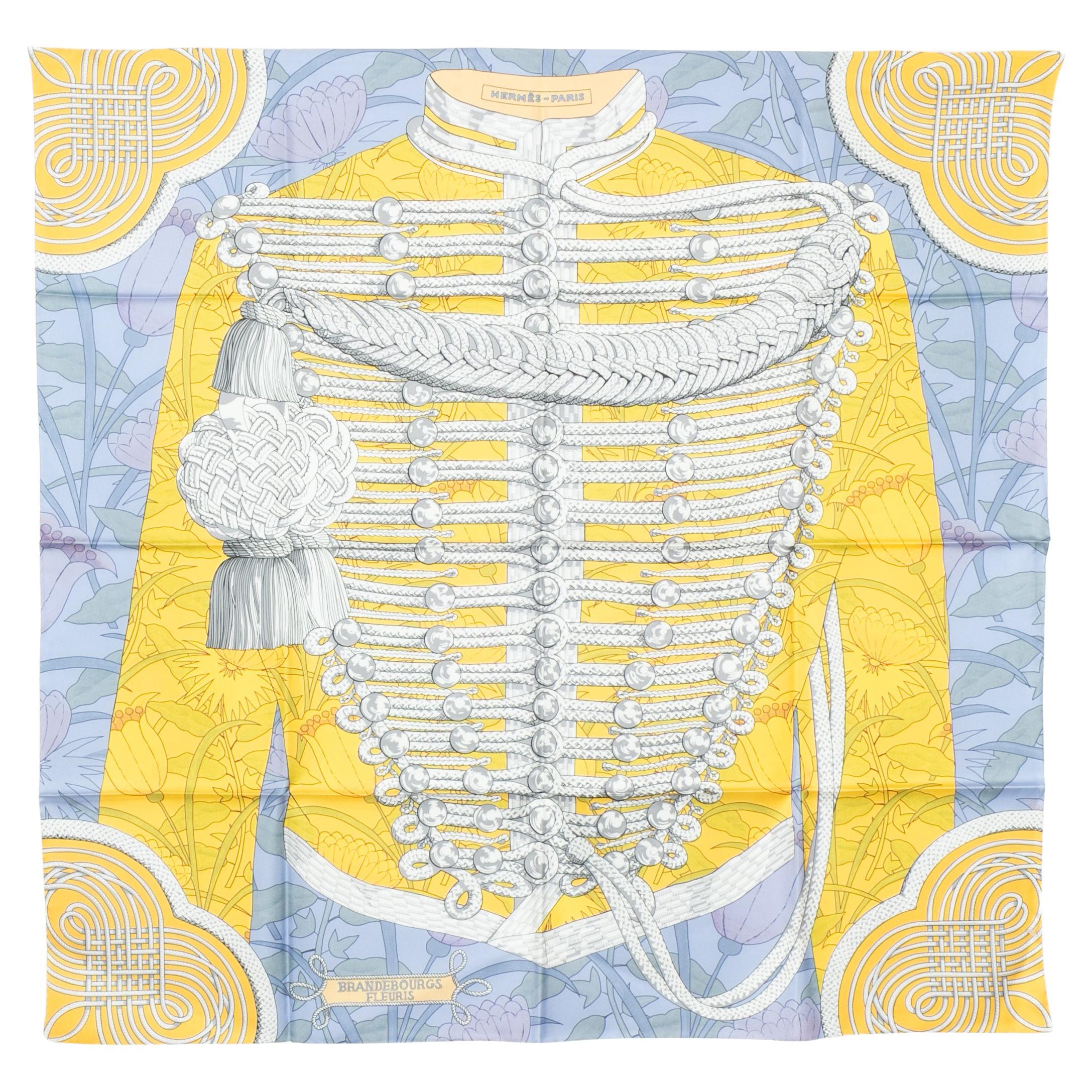 Hermès foulard / scarf 
flower brandenburgs
 dual-sided