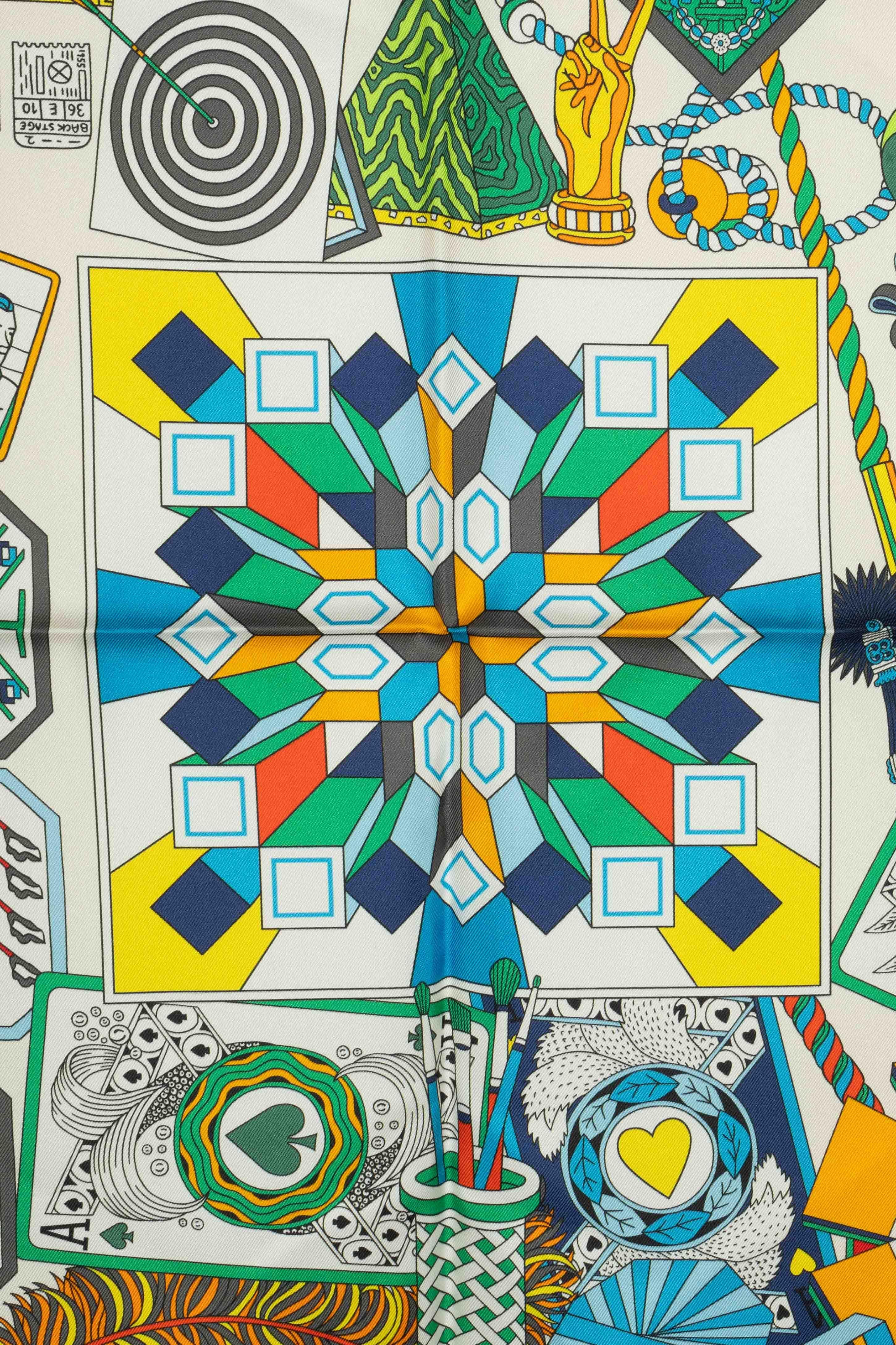 Gray Hermès foulard / scarf 'from sunshade to battles'