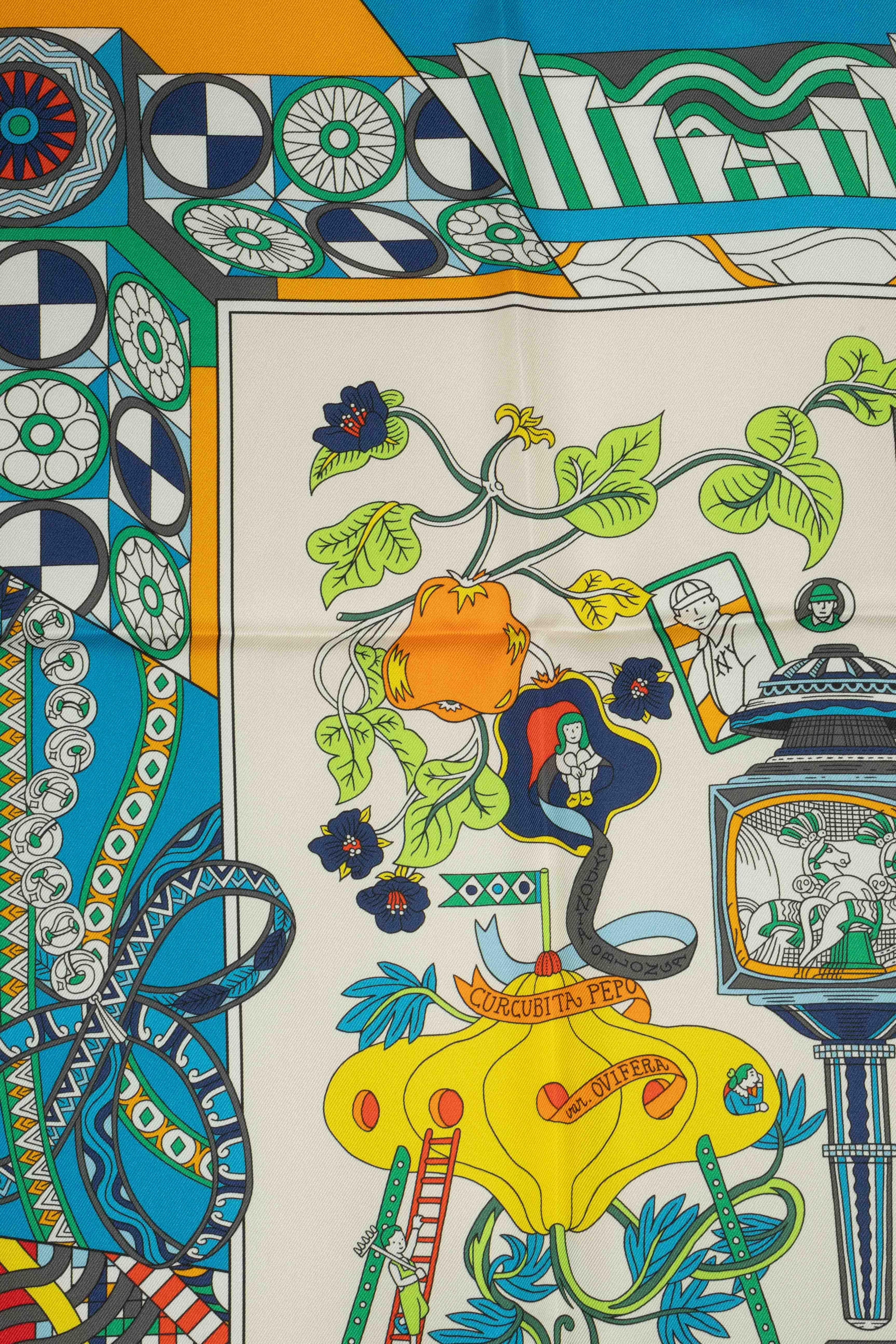 Hermès foulard / scarf 'from sunshade to battles' In Excellent Condition In SAINT-OUEN-SUR-SEINE, FR