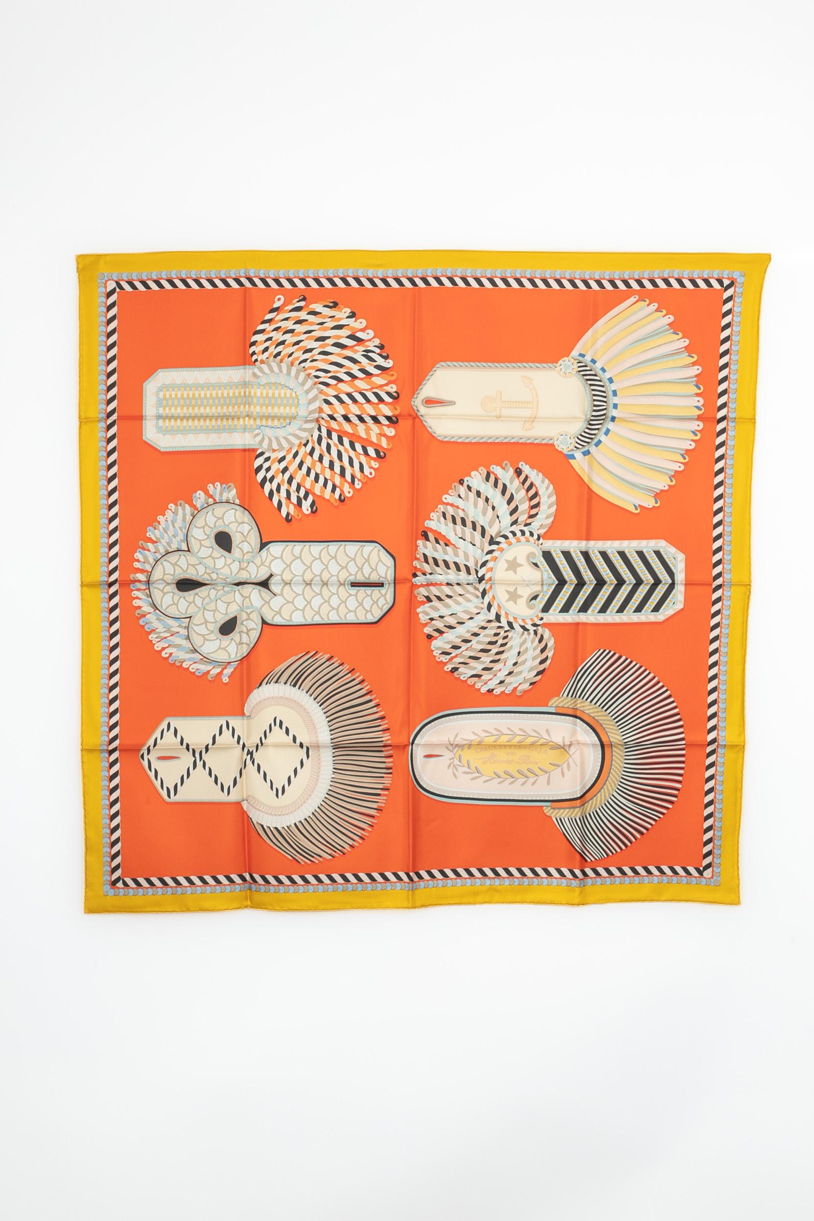 Hermès - (Made in France) Foulard in twill di wilk su due lati cucito a mano con il tema 