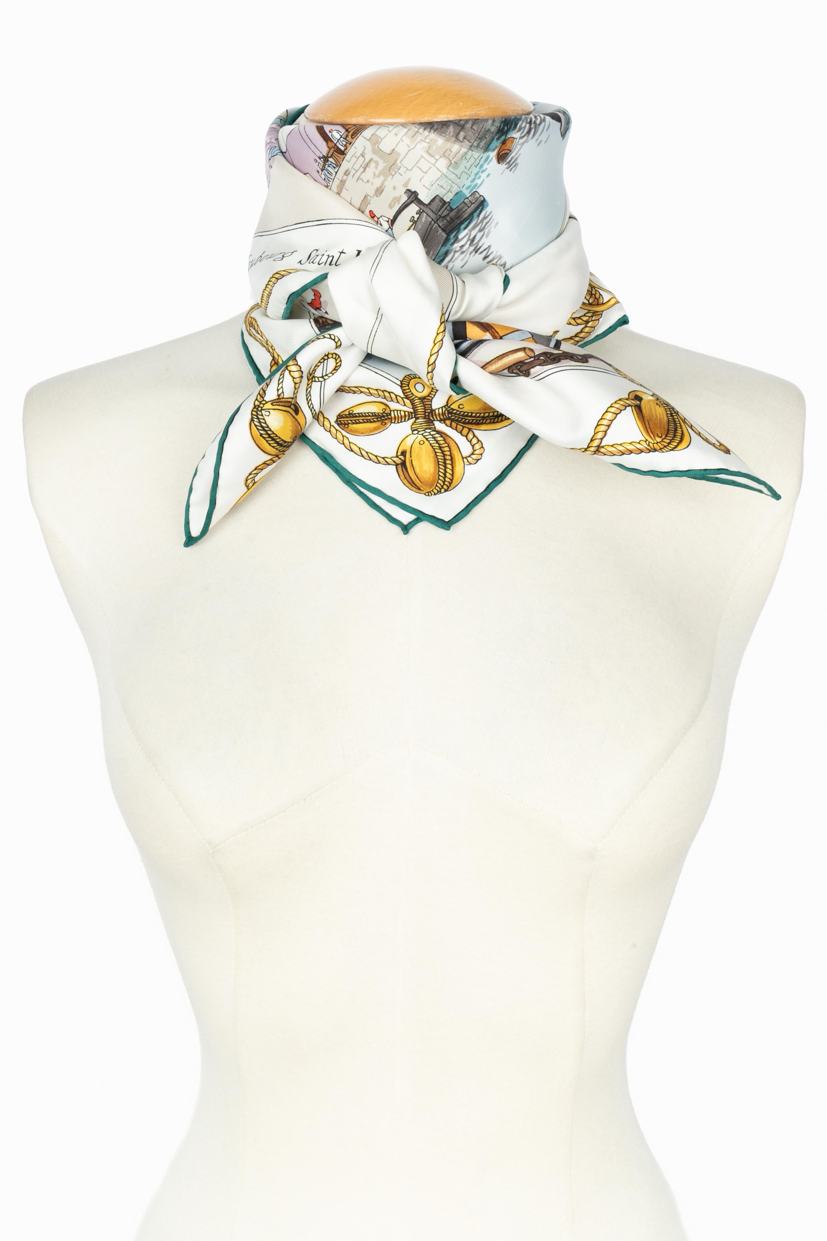 Hermès foulard / scarf 'La Flore Frégate de 28 canons' en venta 4