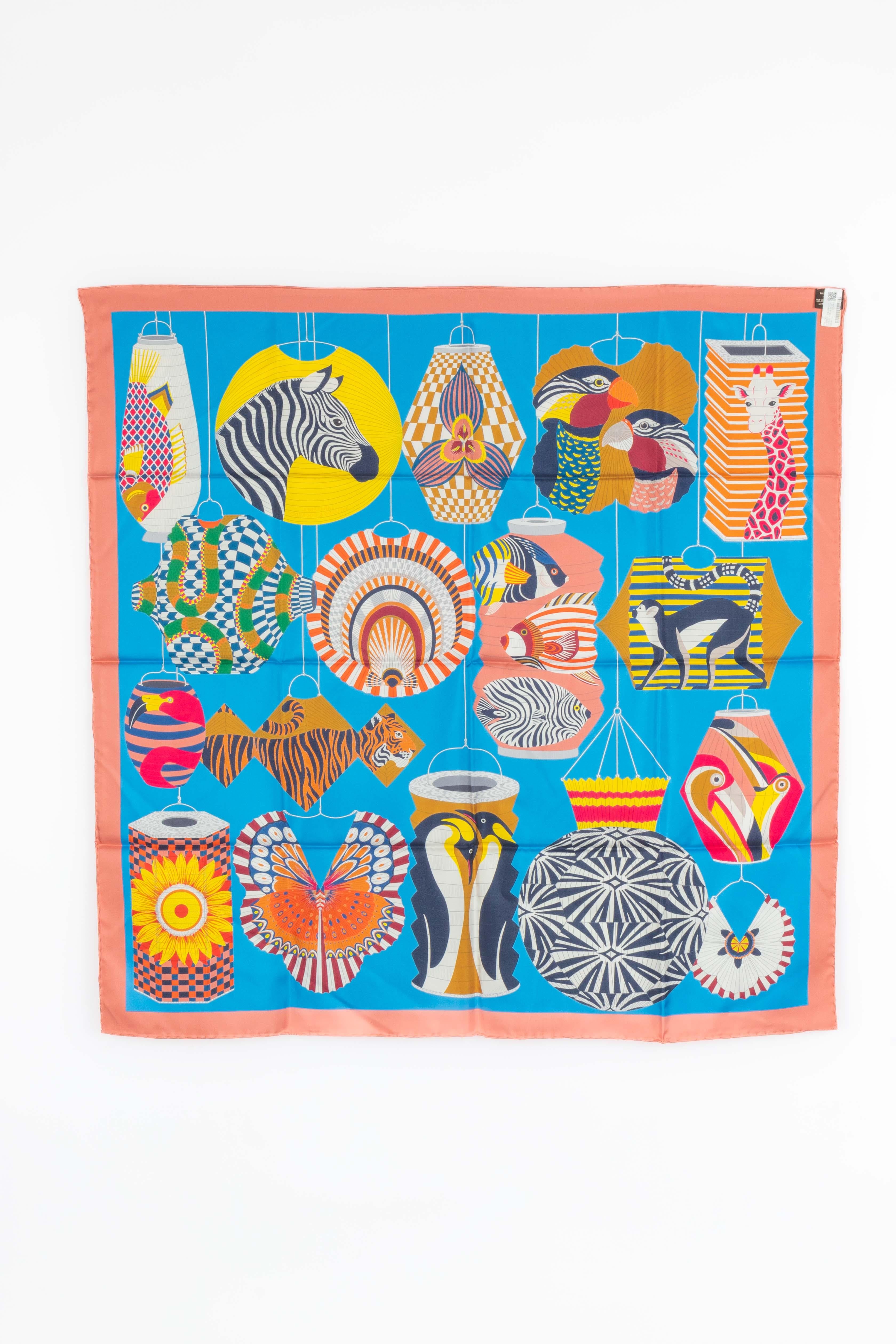 Hermès Foulard / Schal 'Laternen, Ballons und Kokarden' im Angebot 1