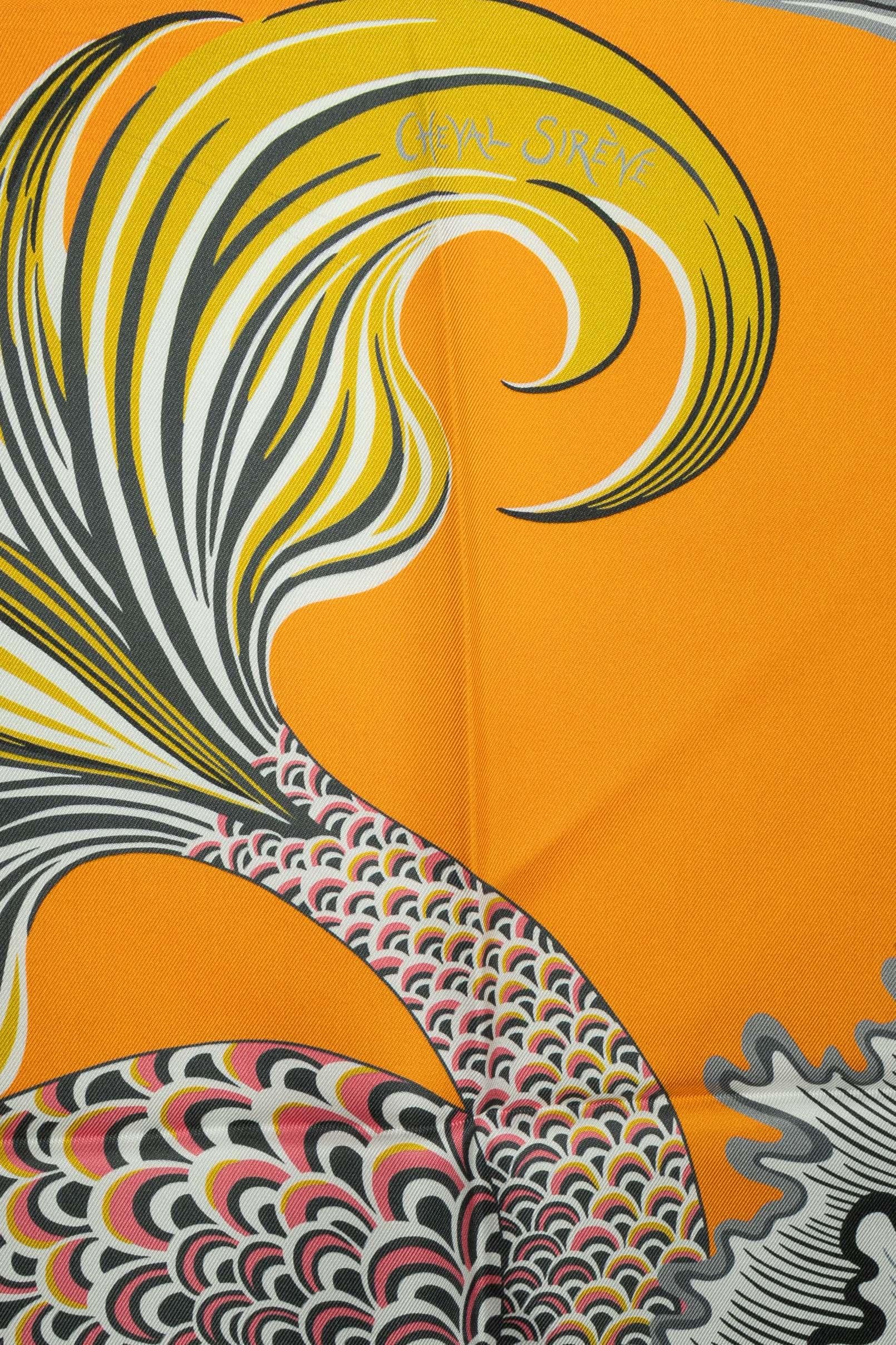 Hermès foulard / scarf 'Mermaid horse' In Excellent Condition In SAINT-OUEN-SUR-SEINE, FR