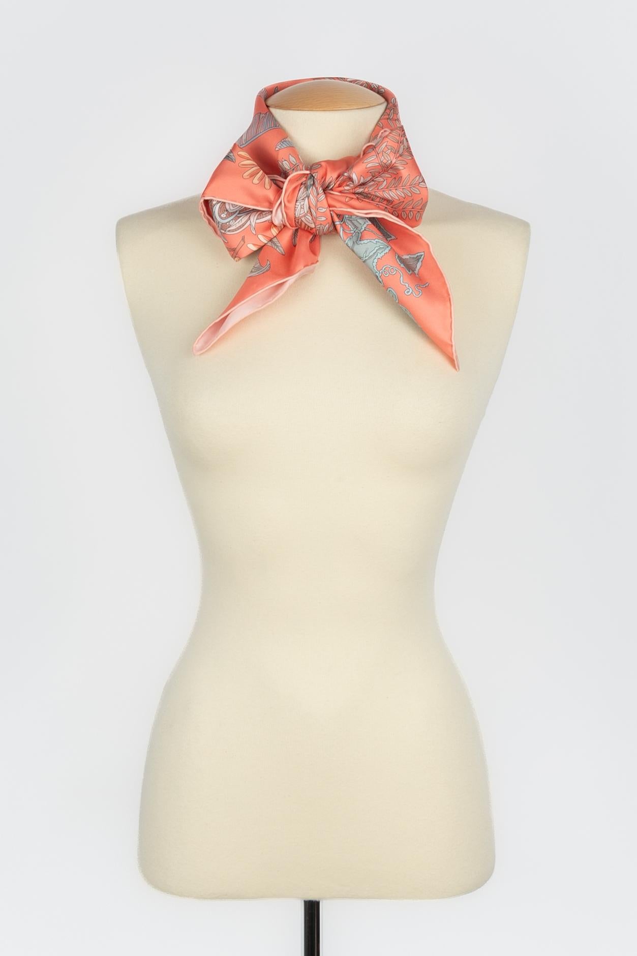 Brown Hermès foulard / scarf 'Painters' garden'