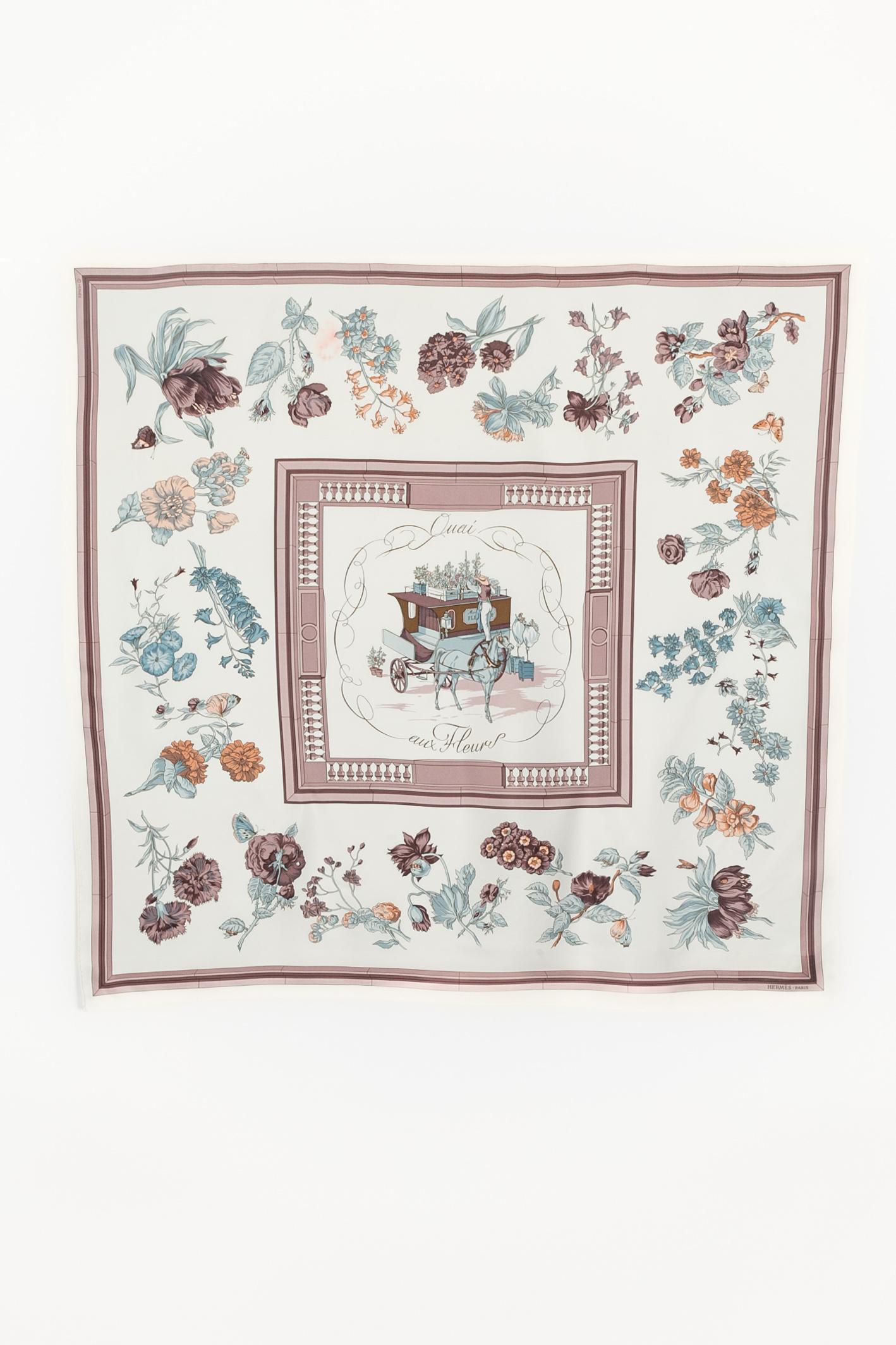HERMÈS - (Made in France) Silk twill foulard with the 