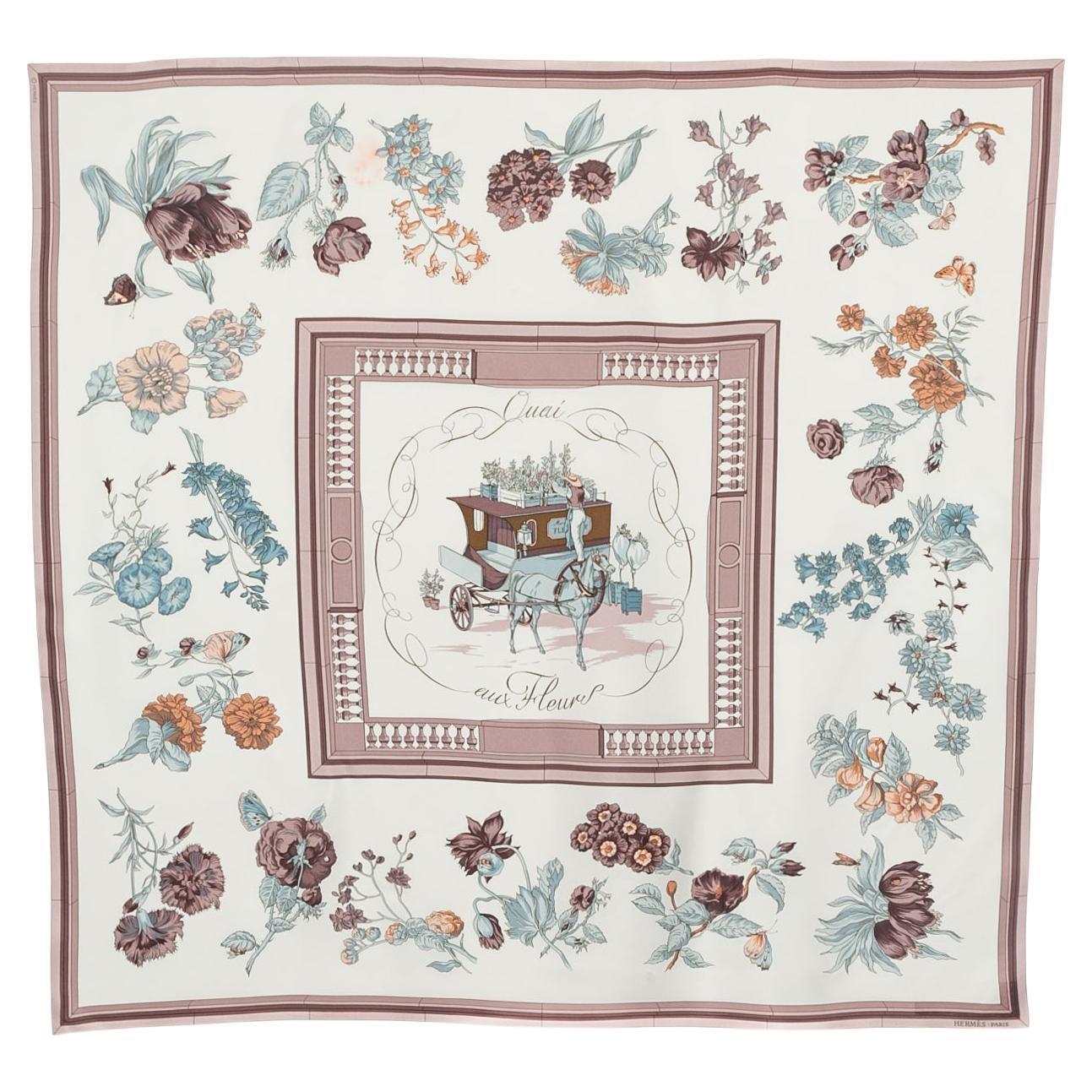 Hermès foulard / scarf 'Quai aux fleurs' en vente