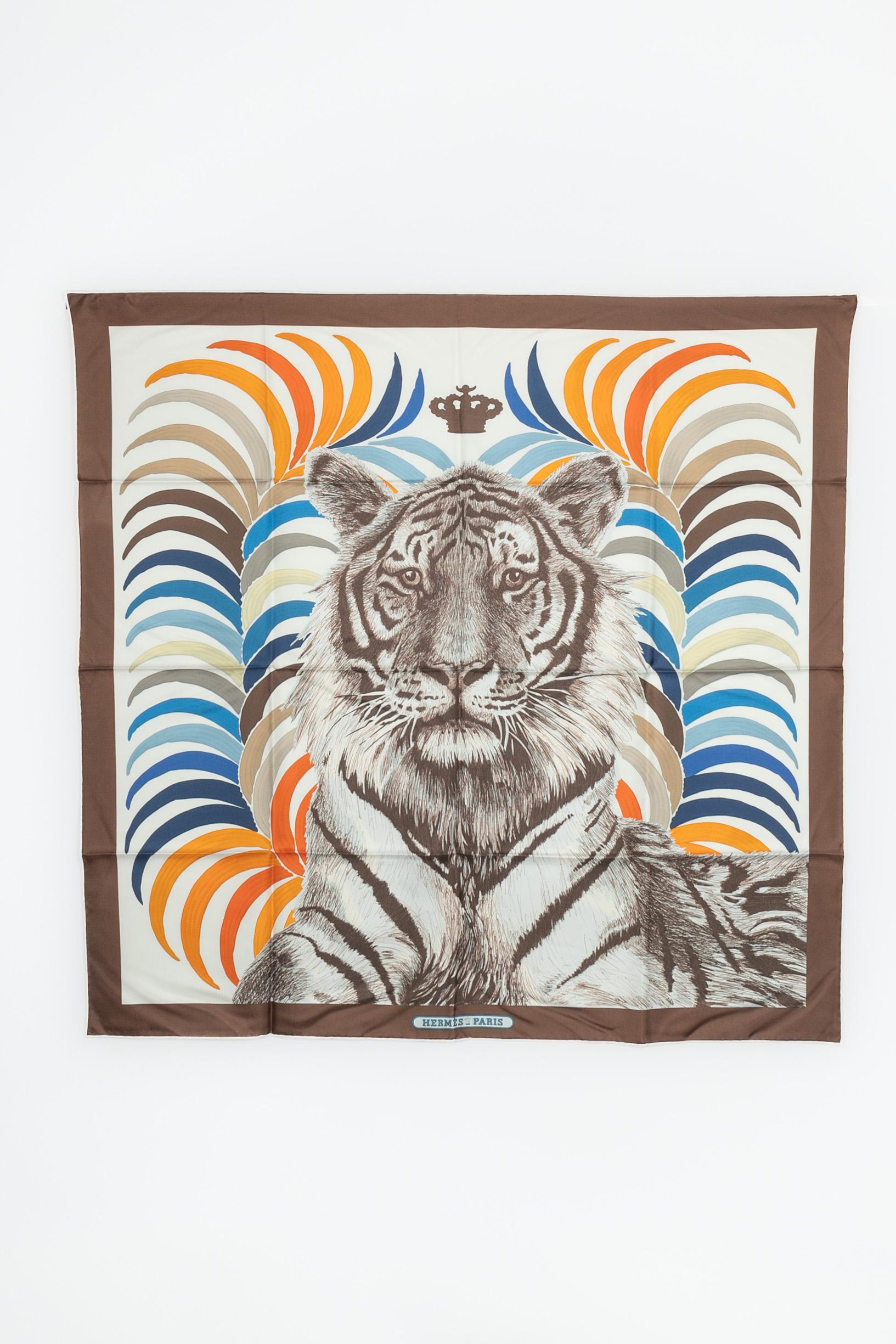 HERMÈS - (Made in France) Dual-sided silk twill foulard topstitched by hand with the 