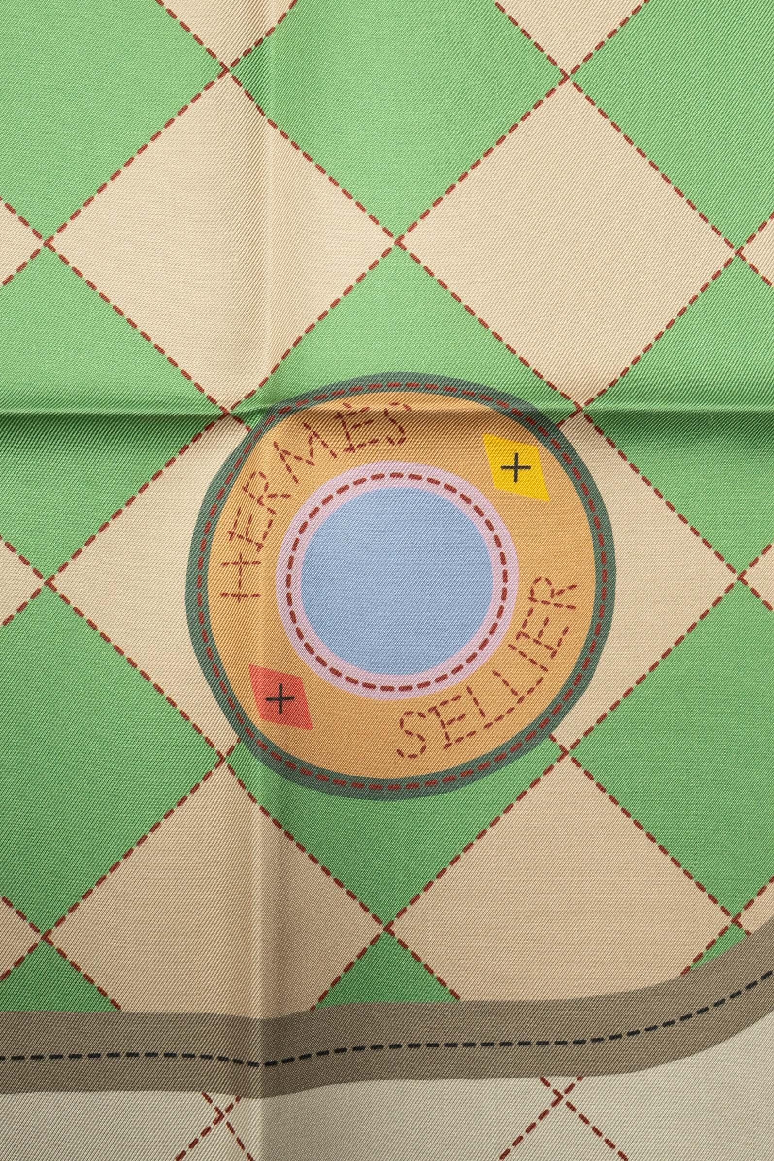 Marrone Foulard / sciarpa Hermès in tela di sella in vendita
