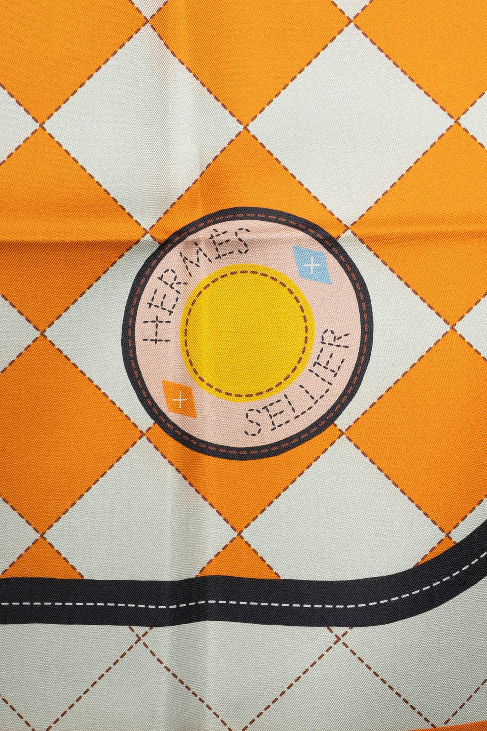 Orange Hermès foulard / scarf 'Saddle cloth'