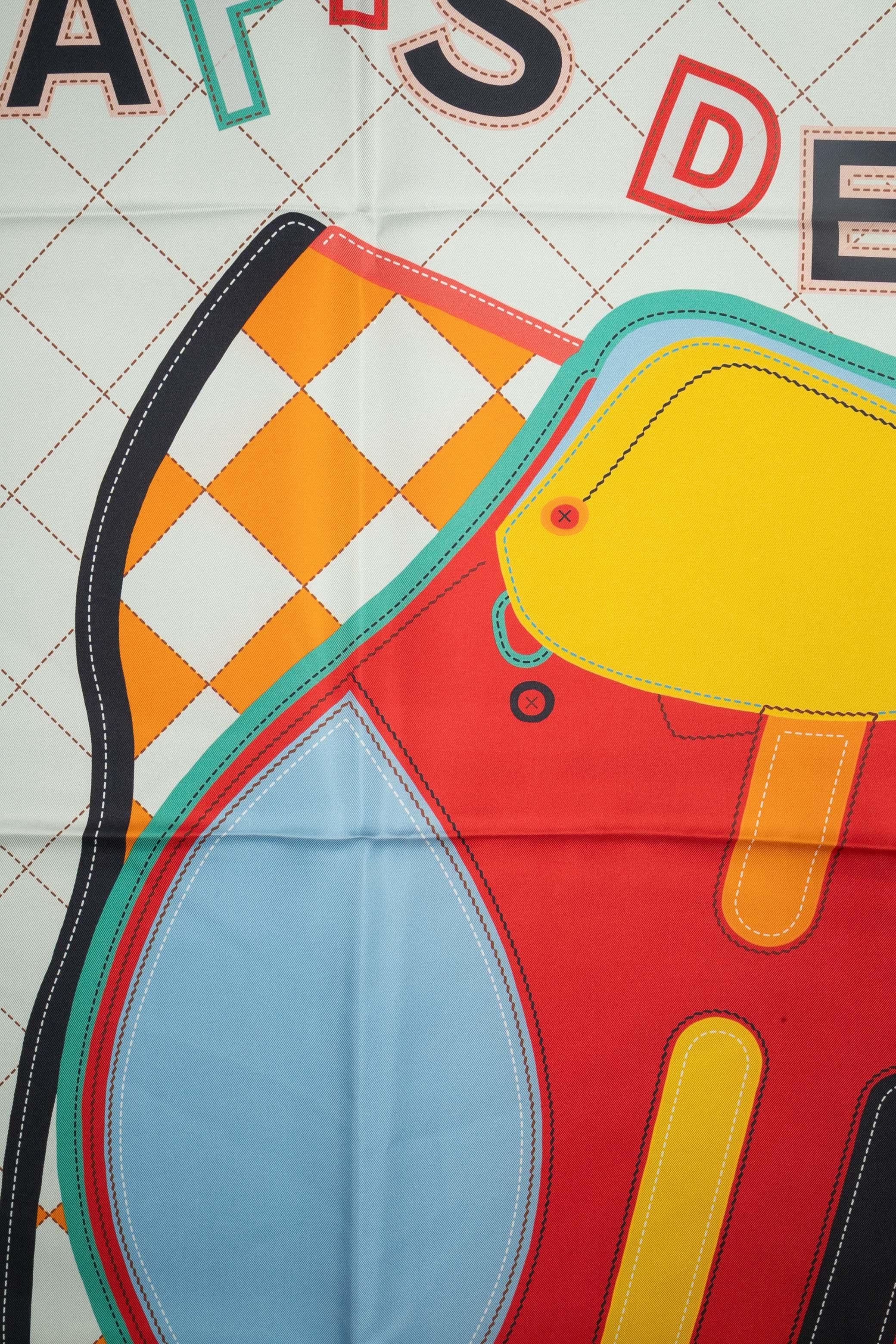 Hermès foulard / scarf 'Saddle cloth' In Excellent Condition In SAINT-OUEN-SUR-SEINE, FR