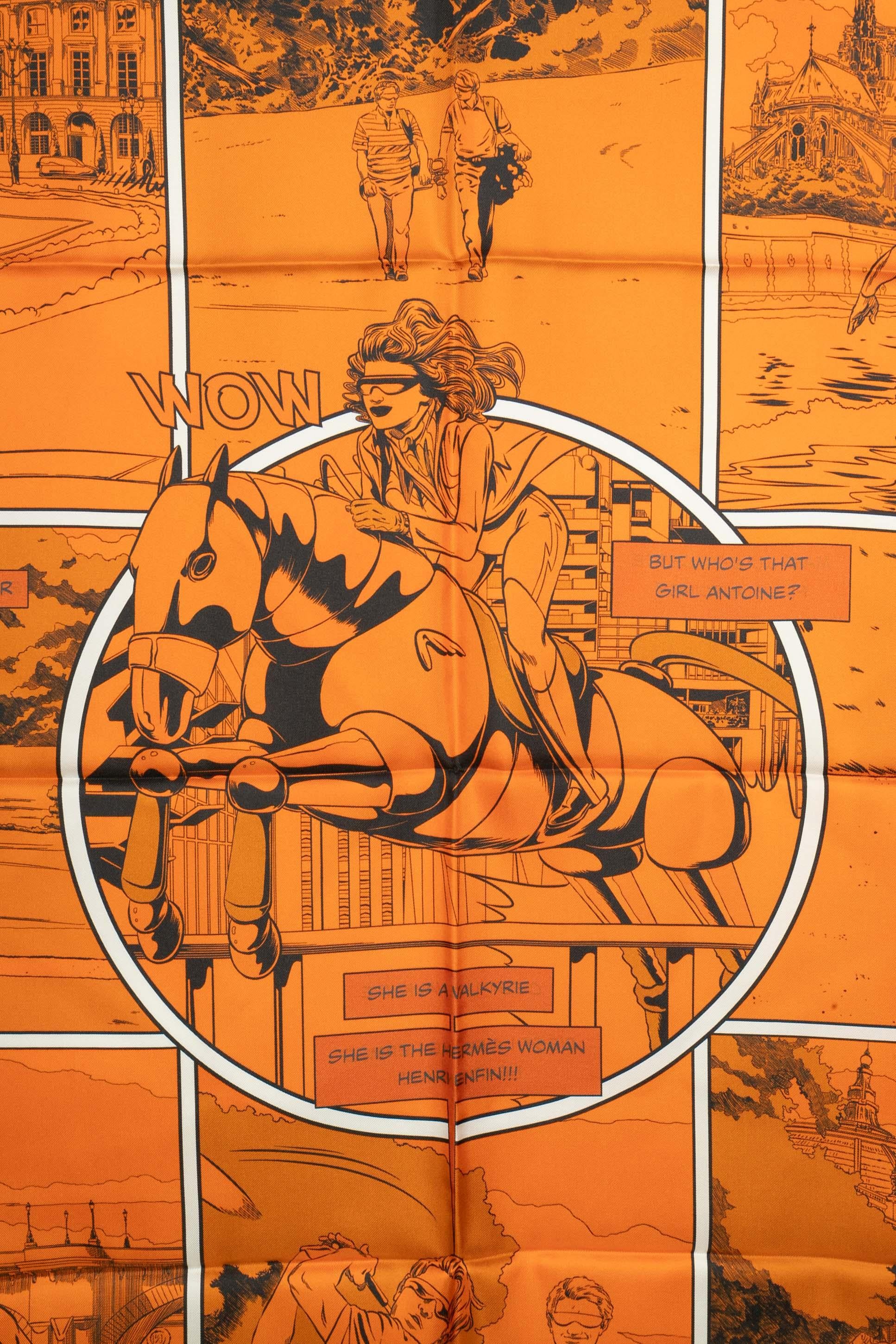 Brown Hermès foulard / scarf 'Wow'