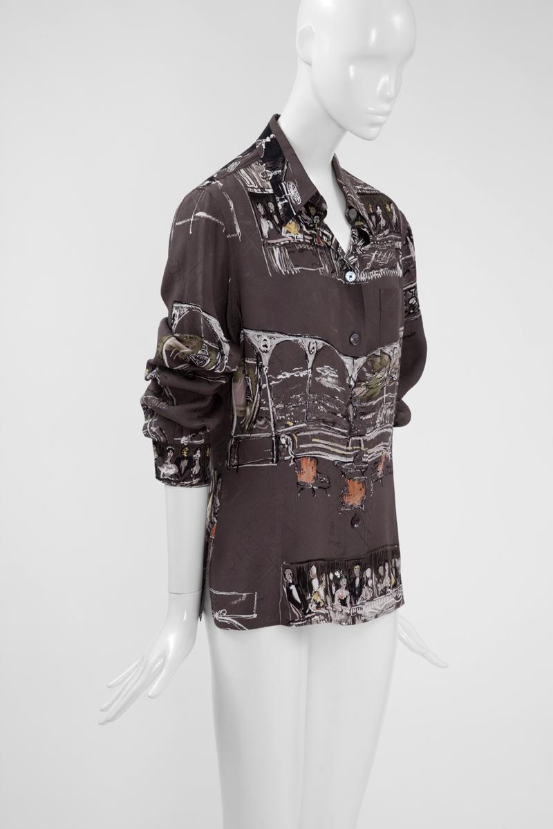 Hermes Silk Jacquard Shirt Blouse, Fall-Winter 2006-2007 In Good Condition In Geneva, CH