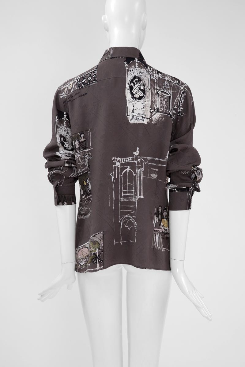 Women's Hermes Silk Jacquard Shirt Blouse, Fall-Winter 2006-2007
