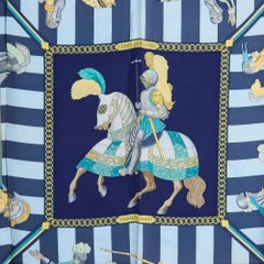 Hermès 1995s Foulard Carré 90 Soie Chocs en plume Navy Silk Twill Scarf Hermes