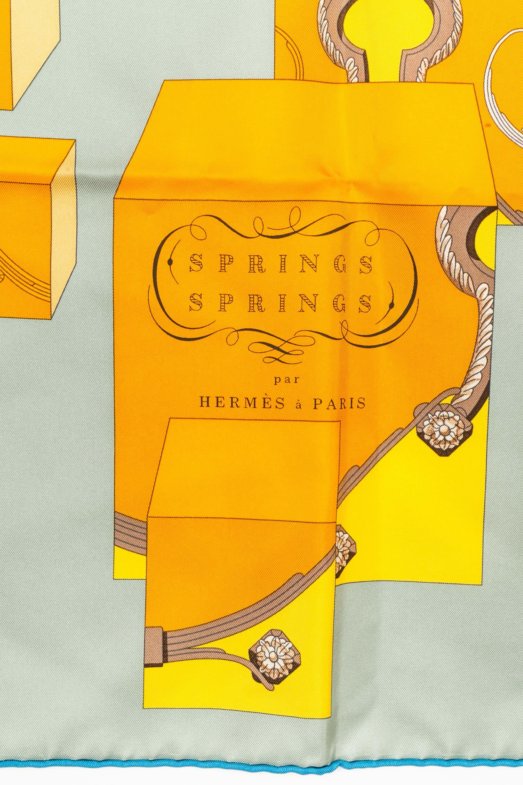 Foulard Hermès 'Manantial Manantial' Amarillo en venta
