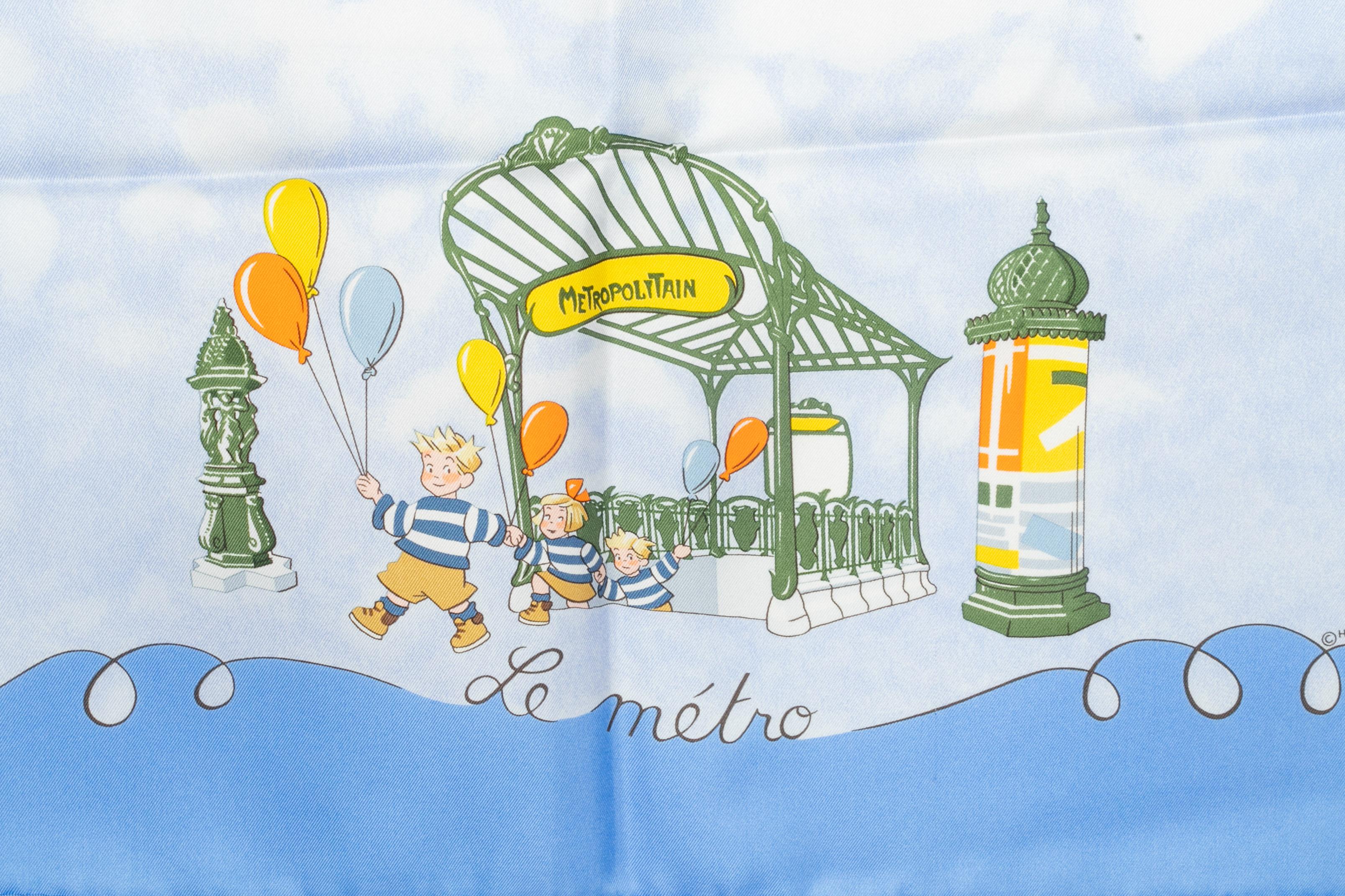 Foulard Hermès 'The Triplets' (Les Triplettes) Excellent état - En vente à SAINT-OUEN-SUR-SEINE, FR