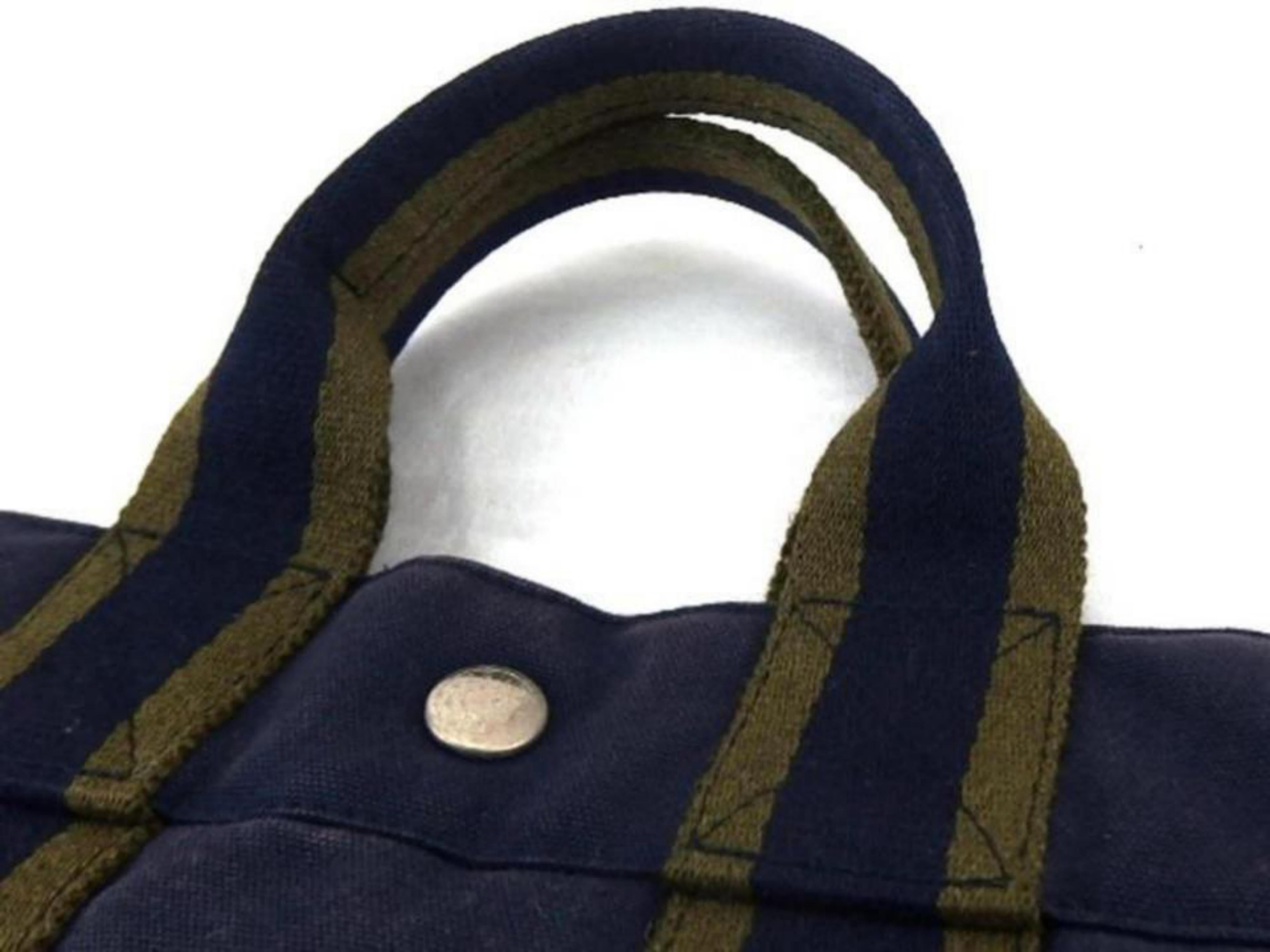 Black Hermès Fourre Tout 226791 Navy Canvas Tote For Sale