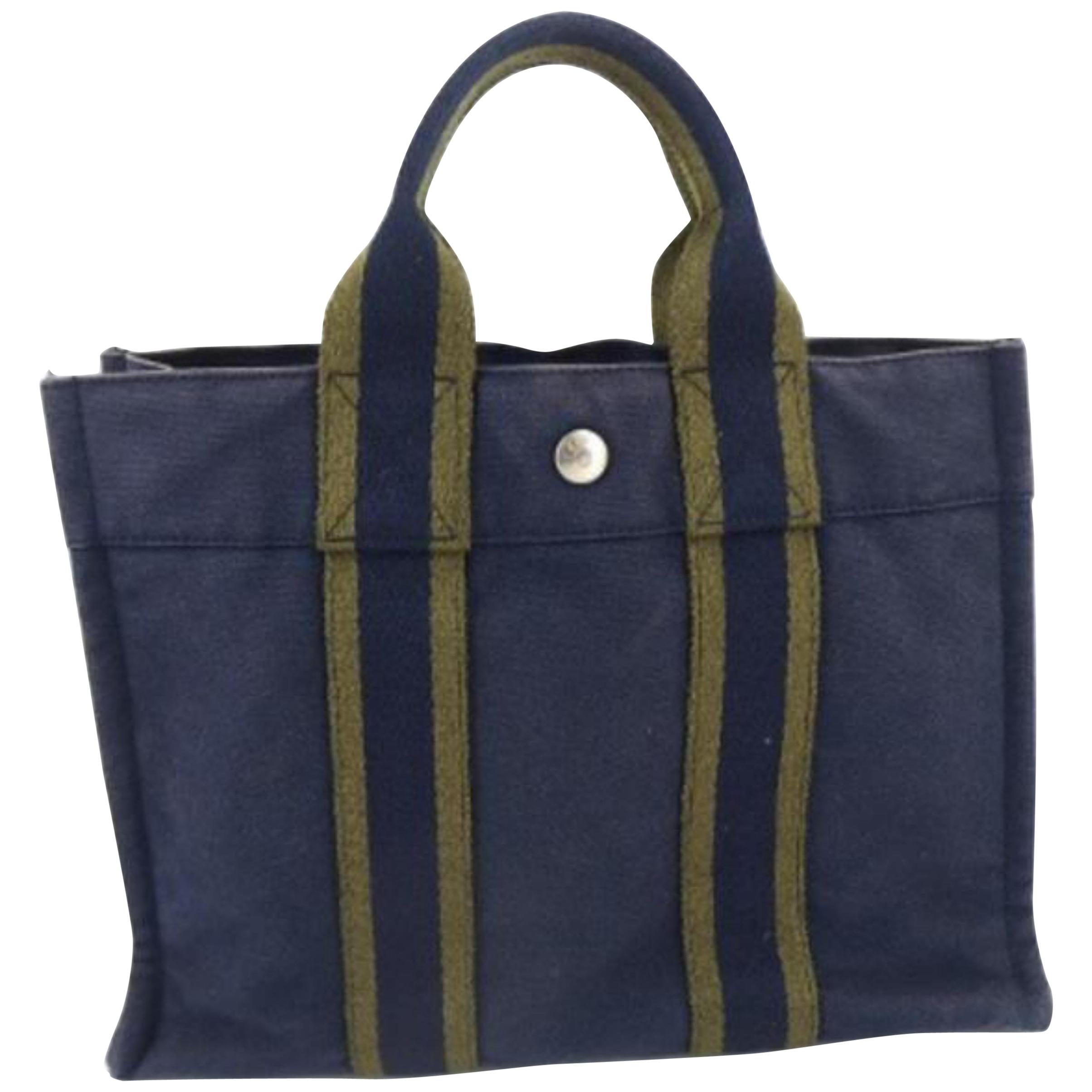Hermès Fourre Tout 226791 Navy Canvas Tote For Sale