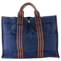 Hermès Fourre Tout Large 226813 Navy Canvas Tote