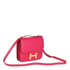 HERMÈS Framboise Chèvre Leather Constance 18