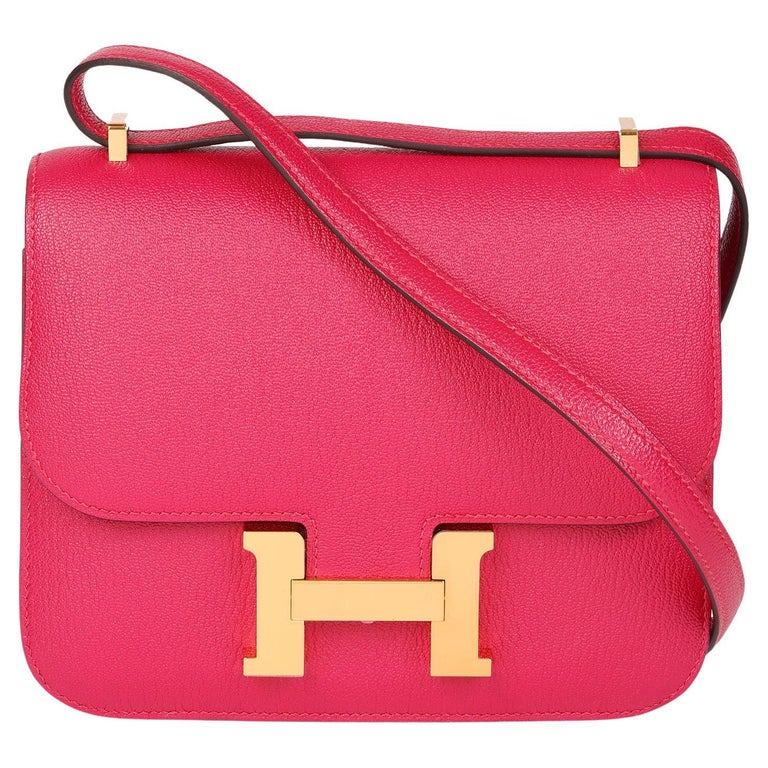 HERMÈS Framboise Chèvre Leather Constance 18 at 1stDibs