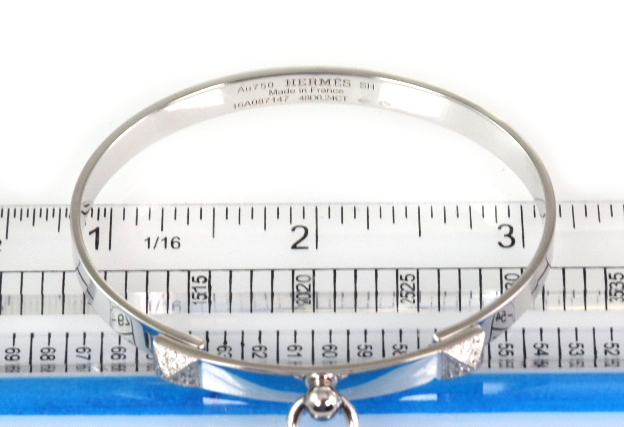 Hermes France Collier De Chien Diamante Oro Bianco 18k Bangle in vendita 2