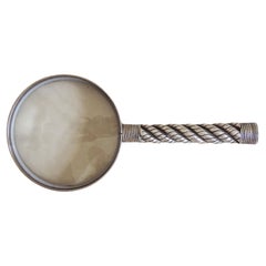 Hermès France Desk Magnifying Glass in Silvered Metal, 1960s