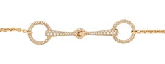 Hermés France Diamond 18 Karat Rose Gold Filet D'Or Horsebit Bracelet