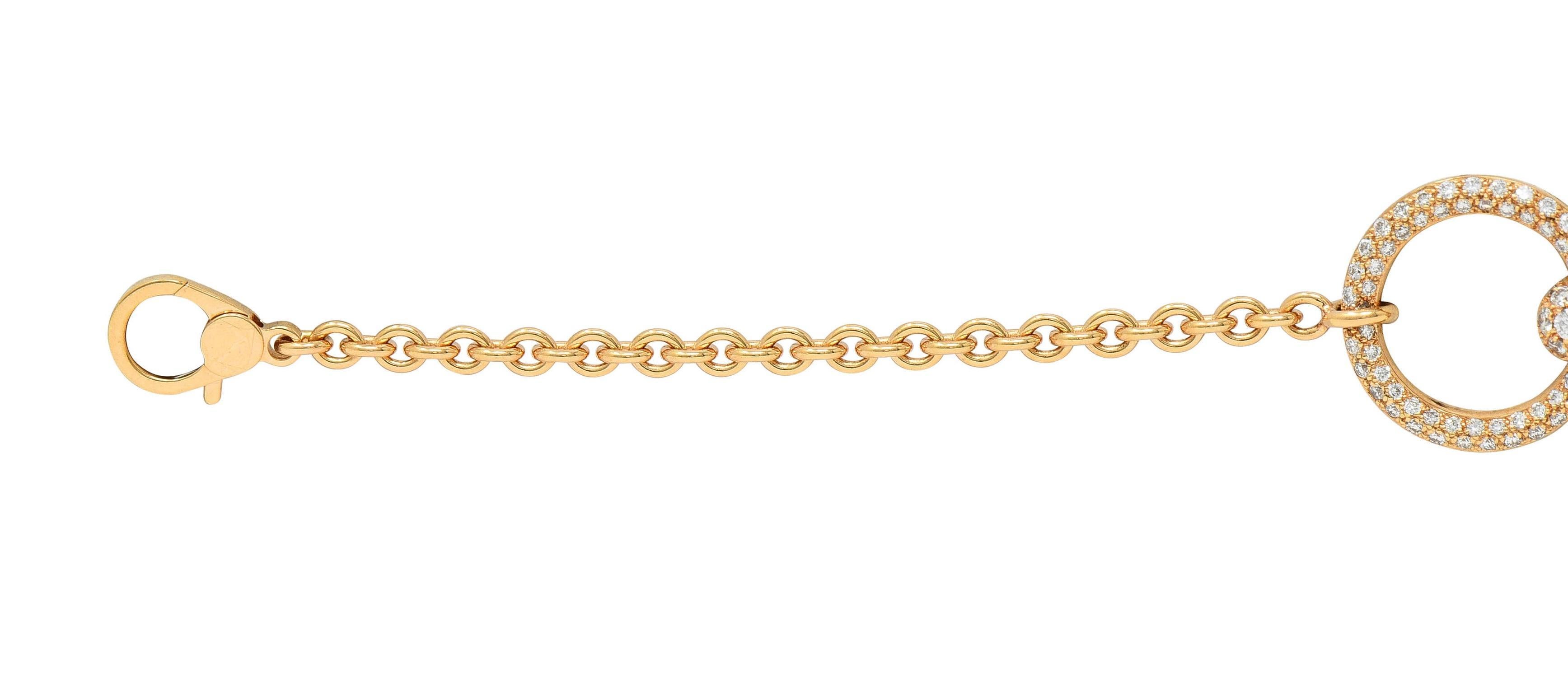 Hermés France Diamond 18 Karat Rose Gold Filet D'Or Horsebit Bracelet In Excellent Condition For Sale In Philadelphia, PA