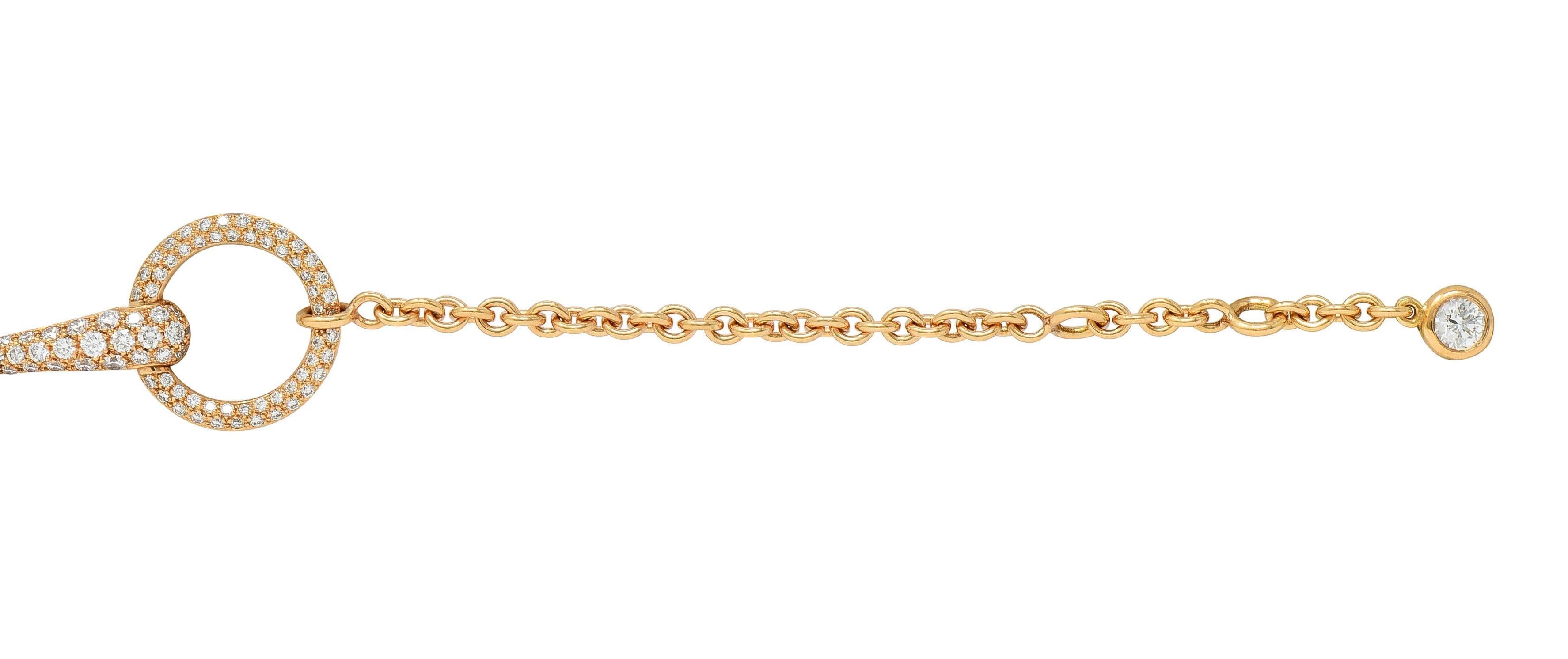 Hermés France Diamond 18 Karat Rose Gold Filet D'Or Horsebit Bracelet For Sale 1