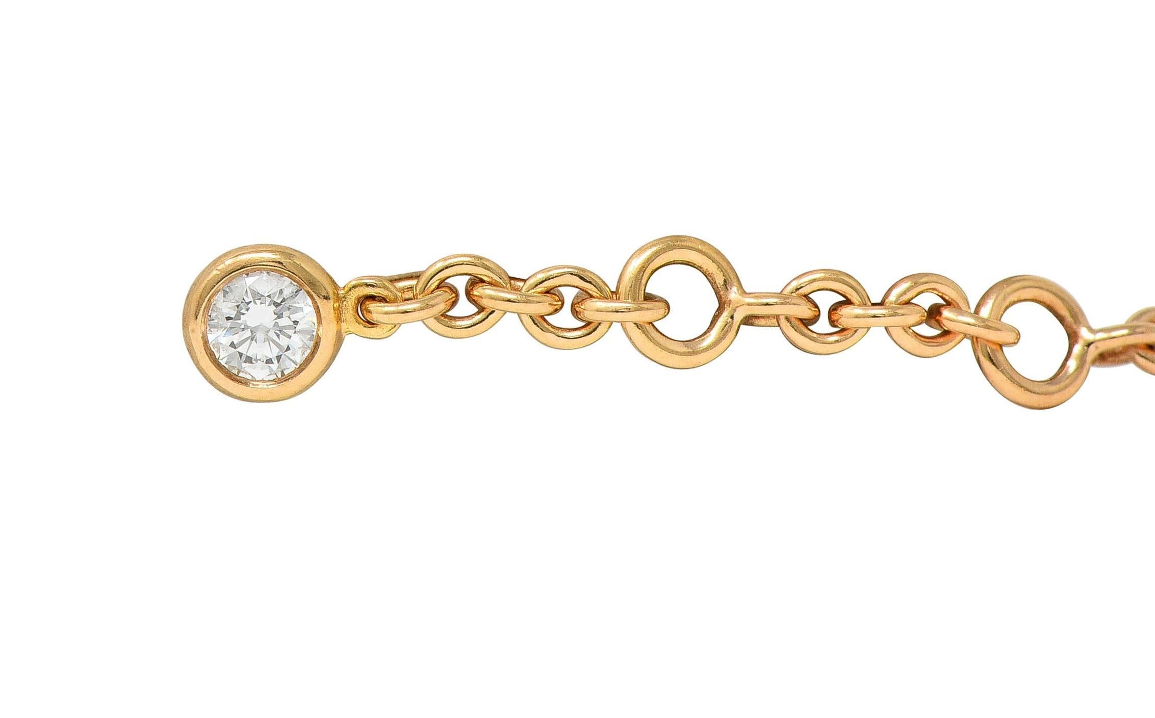 Hermés France Diamond 18 Karat Rose Gold Filet D'Or Horsebit Bracelet For Sale 4