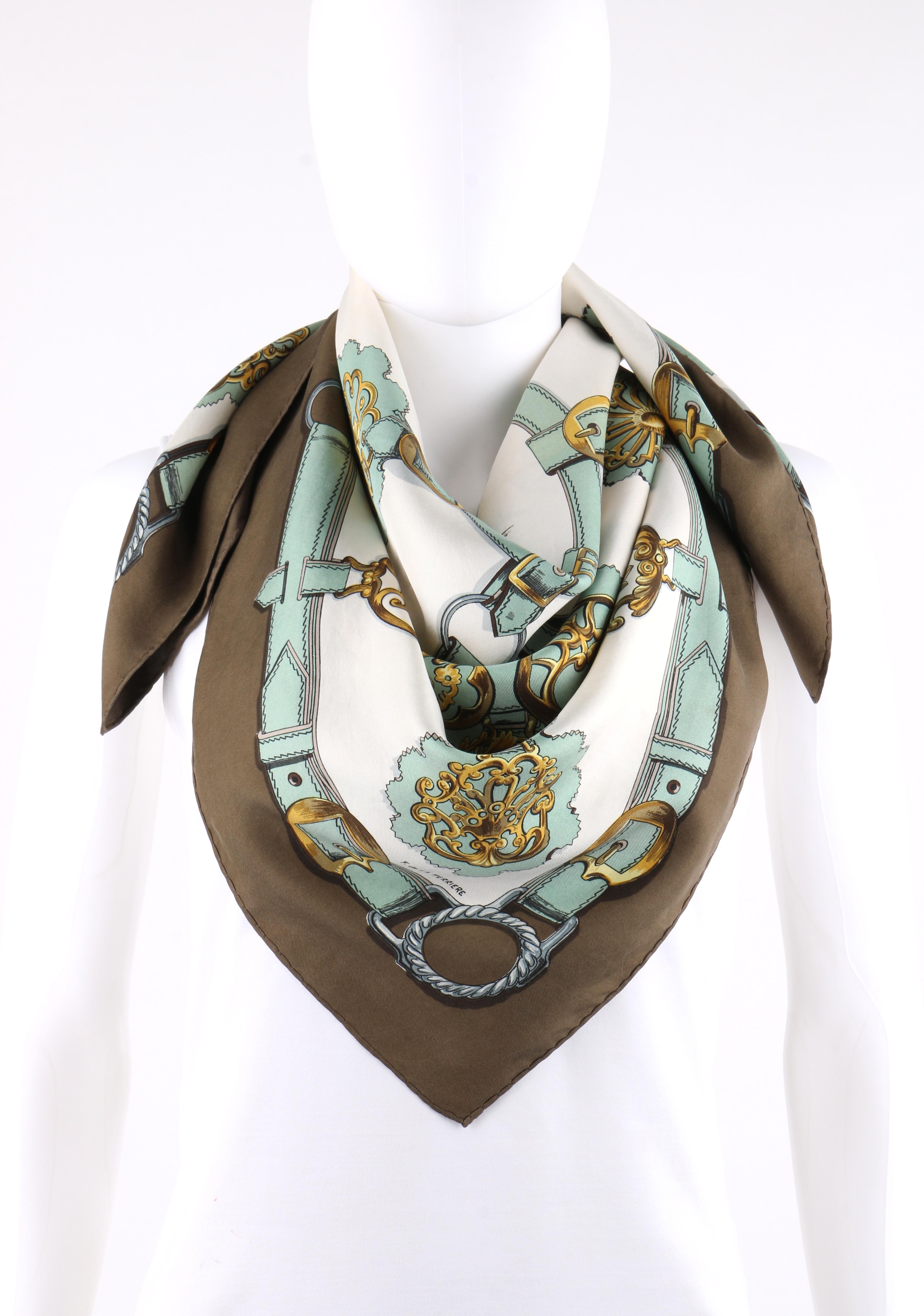 Herm\u00e8s silk Alsace scarf F DE LA PERRIERE 1960 designer shawl 35'' x 35''