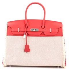 Hermès Sac Birkin Fray en toile et cuir Swift 35