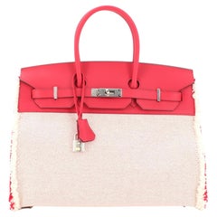 Hermès - Sac Birkin Fray en toile et cuir Swift 35