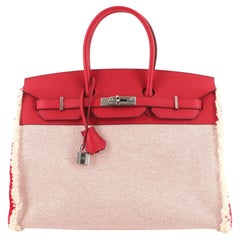 Hermès - Sac Birkin Fray en toile et cuir Swift 35