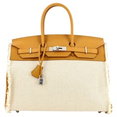 Hermès Sac Birkin Fray en toile et cuir Swift 35