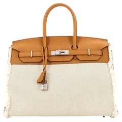 Hermès - Sac Birkin Fray en toile et cuir Swift 35