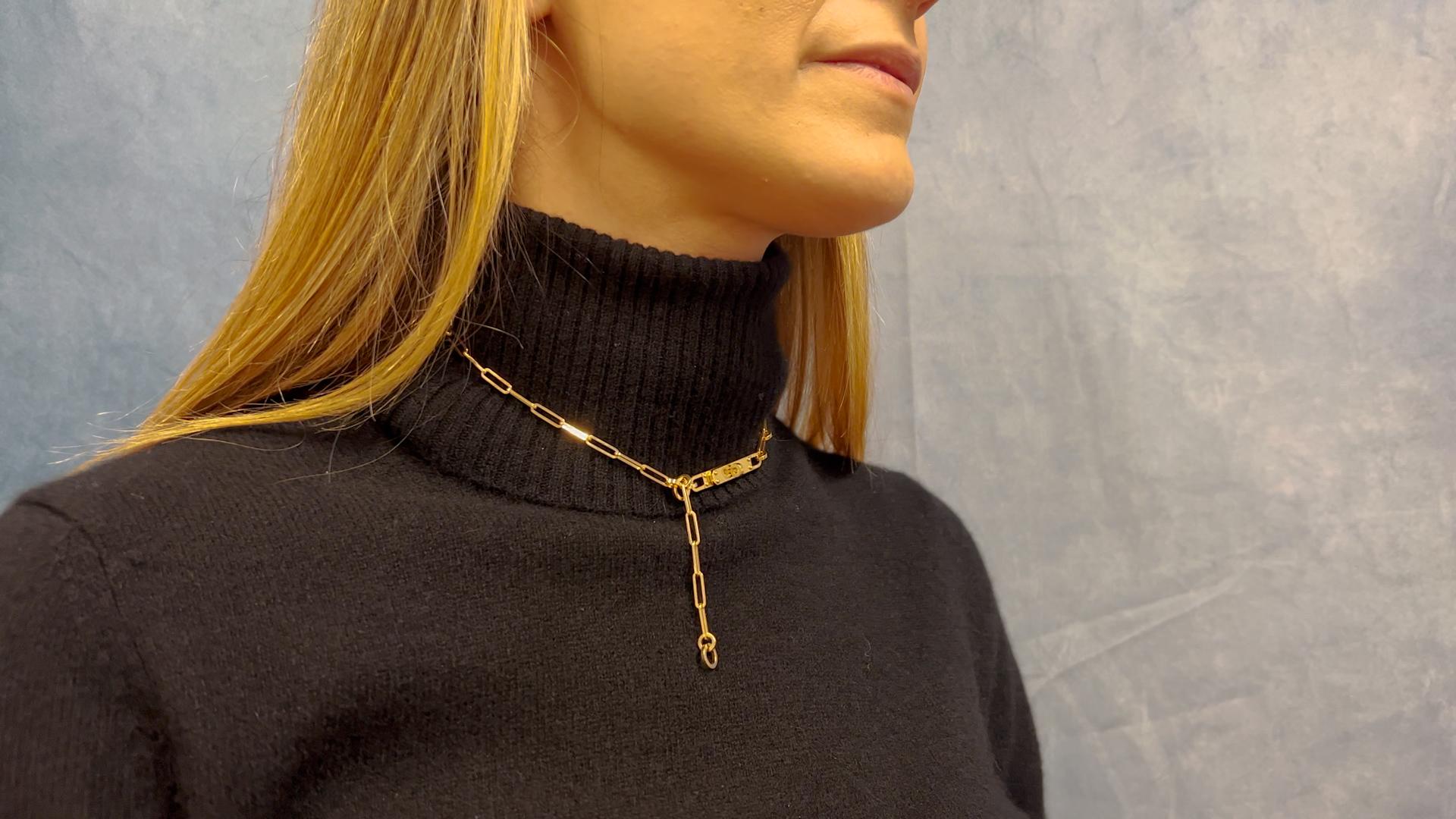 Hermes Französisch 18k Gelbgold Kelly Chaine Lariat Halskette im Zustand „Hervorragend“ in Beverly Hills, CA