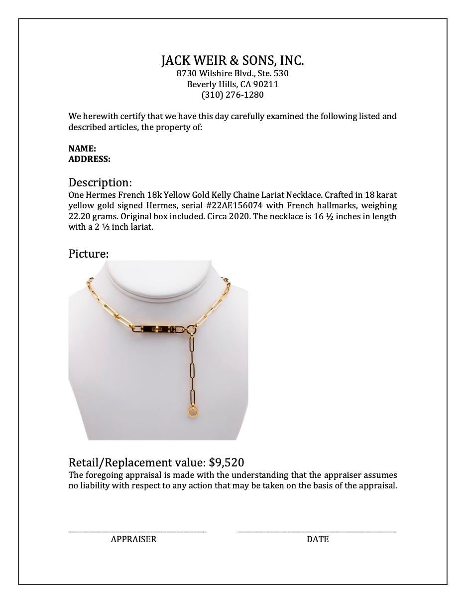 Hermes Französisch 18k Gelbgold Kelly Chaine Lariat Halskette im Angebot 2