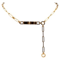 Hermes French 18k Yellow Gold Kelly Chaine Lariat Necklace