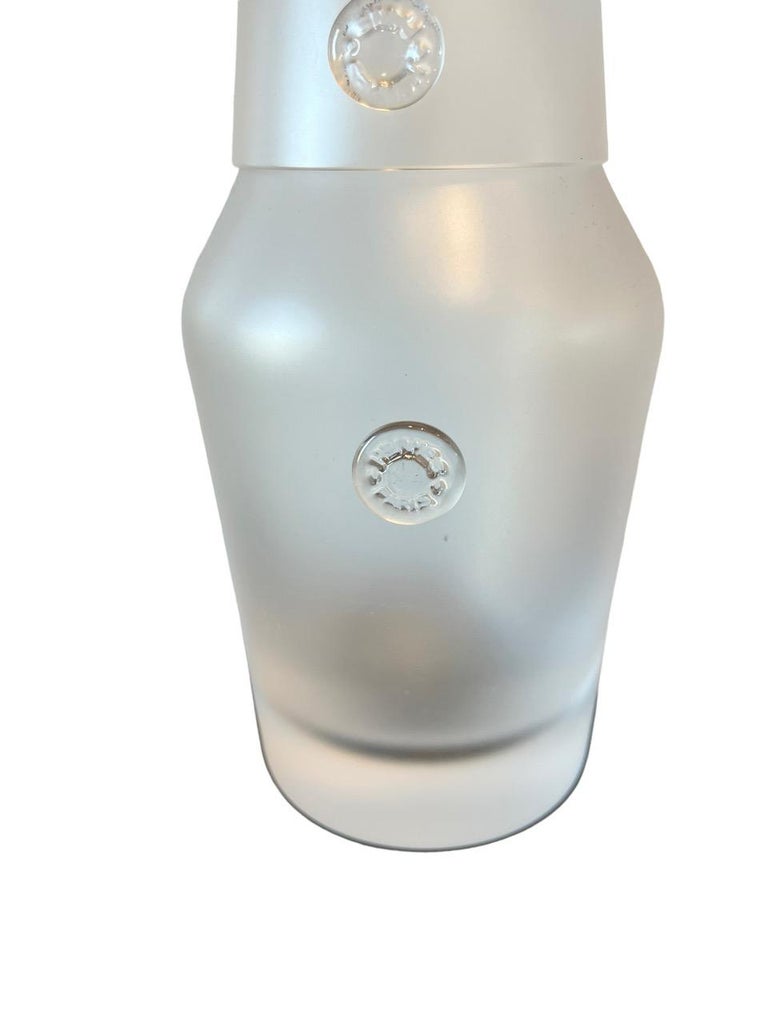 Hermès, French 2piece Frosted Crystal Bedside Decanter Carafes For