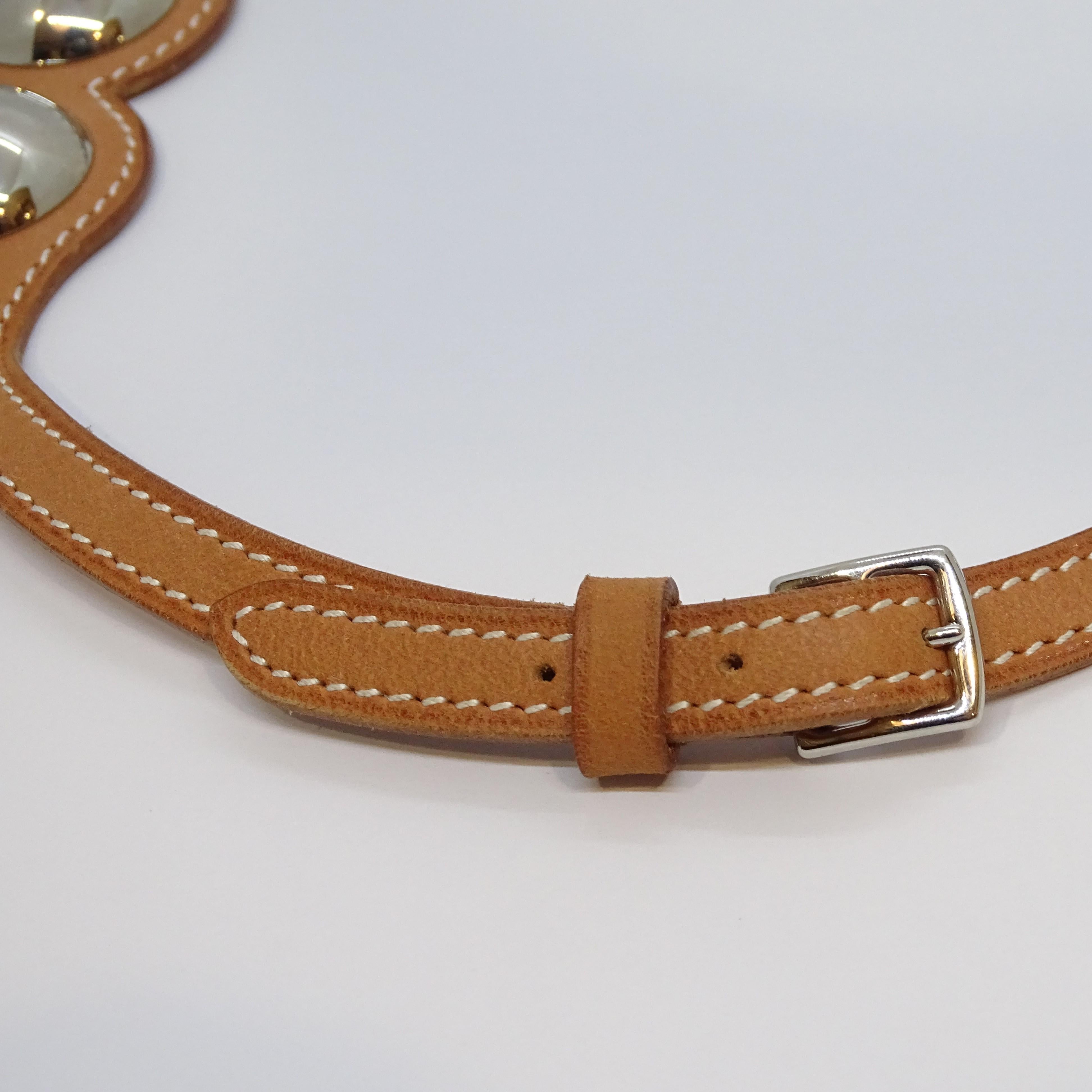 Hermes French Camel Halskette aus Kalbsleder und versilbertem Metall Chien Halskette 10