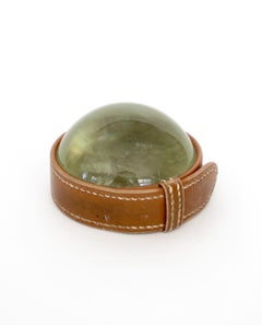 Hermes French Cognac Signed Leather Wrapped Desk Magnifier