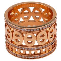 Hermes French Diamond 18k Rose Gold Chaine D'ancre Divine Ring