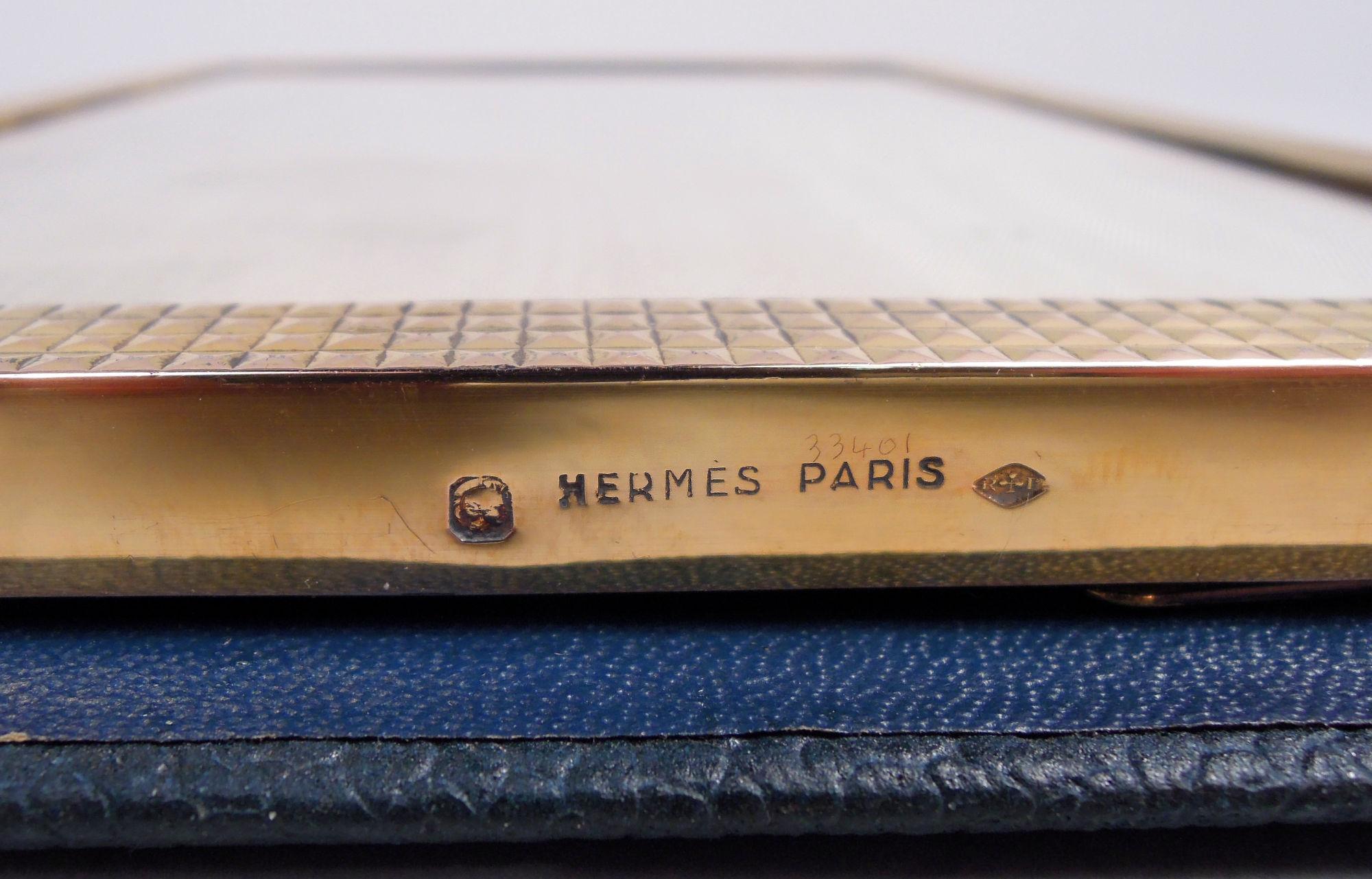 Hermès Französisch Modern Silber vergoldet Bilderrahmen im Zustand „Gut“ im Angebot in New York, NY