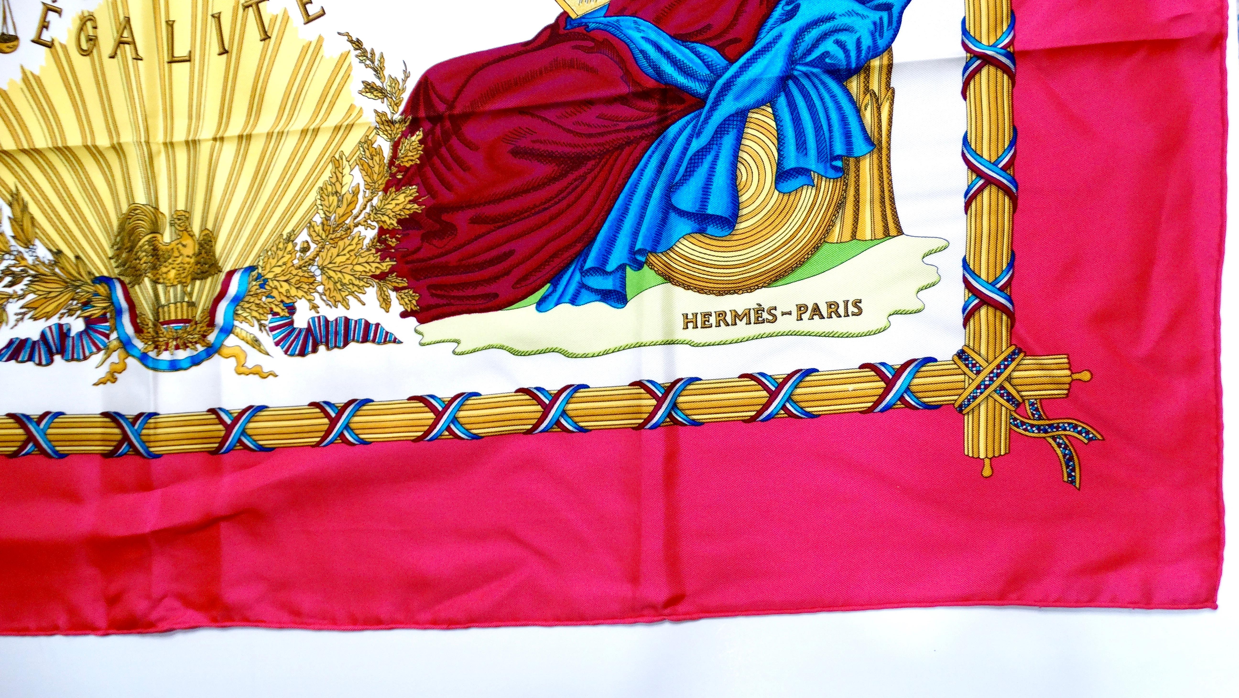 Beige Hermes French Revolution Commemoration Print Silk Scarf For Sale