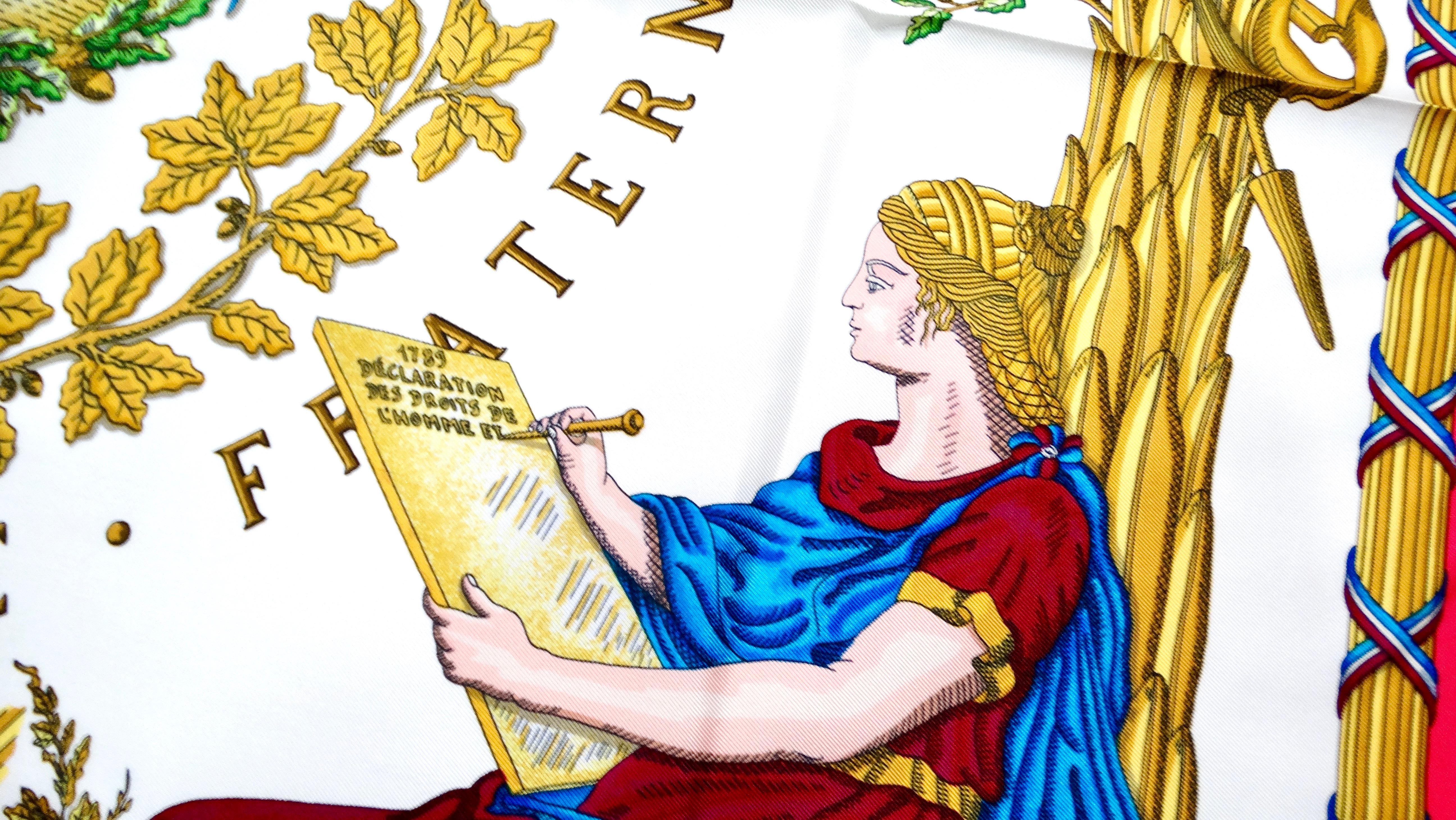 Women's Hermes French Revolution Commemoration Print Silk Scarf For Sale