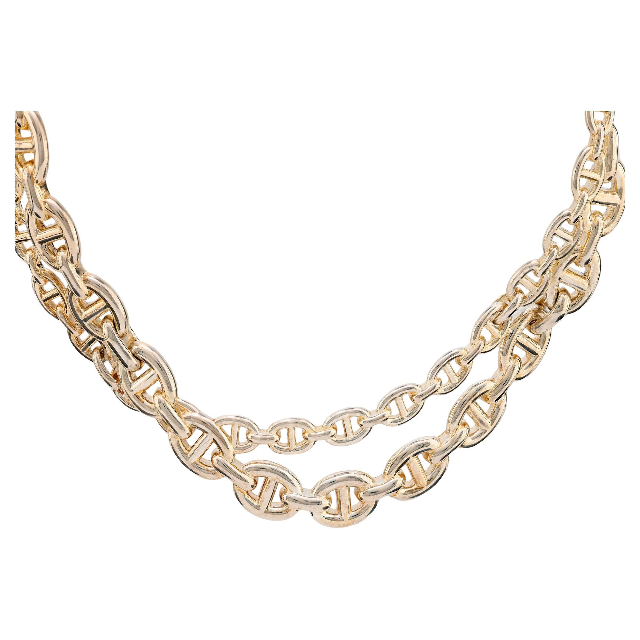 Hermes French silver "Chaîne d'Ancre Enchaînée" necklace