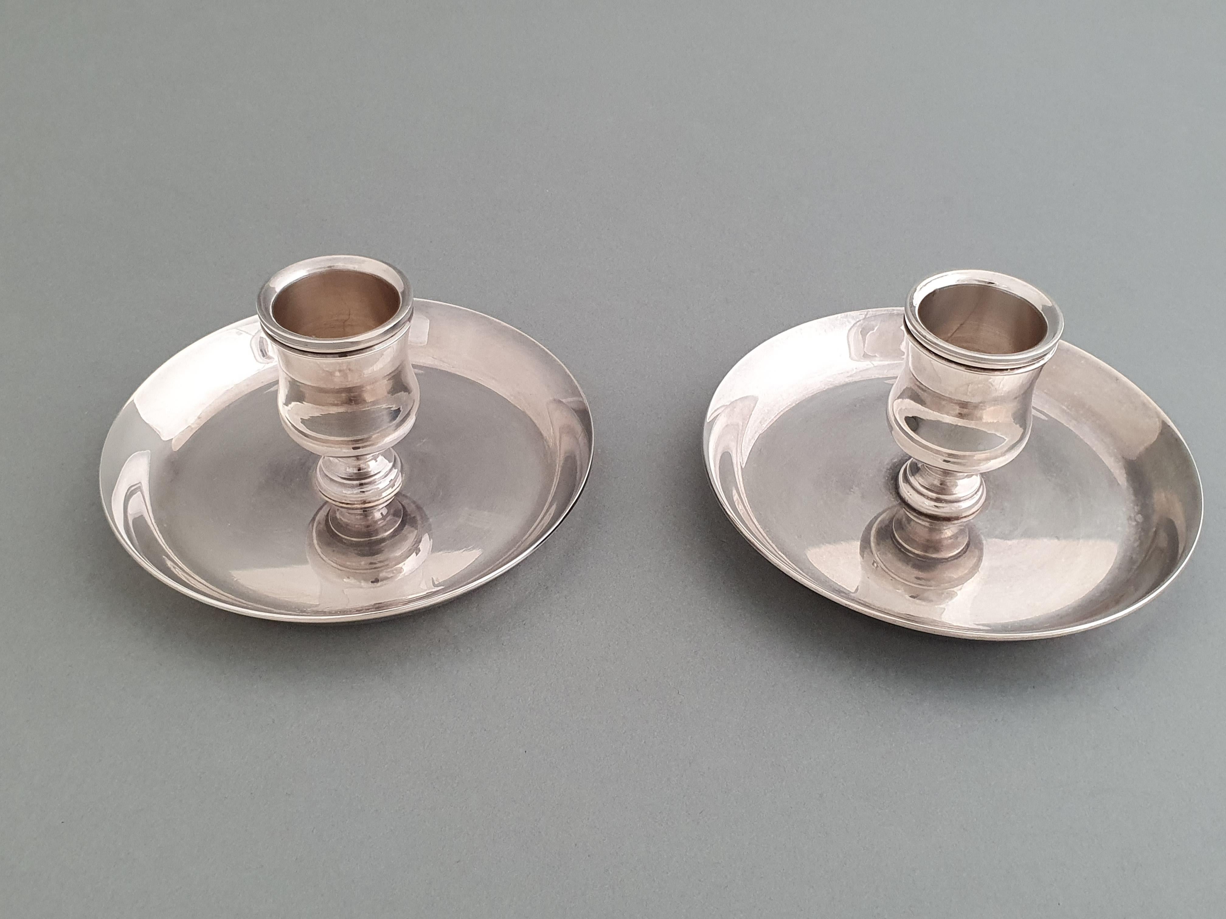 Hermes French Silver Plate Candlesticks In Good Condition In Saint-Ouen, FR