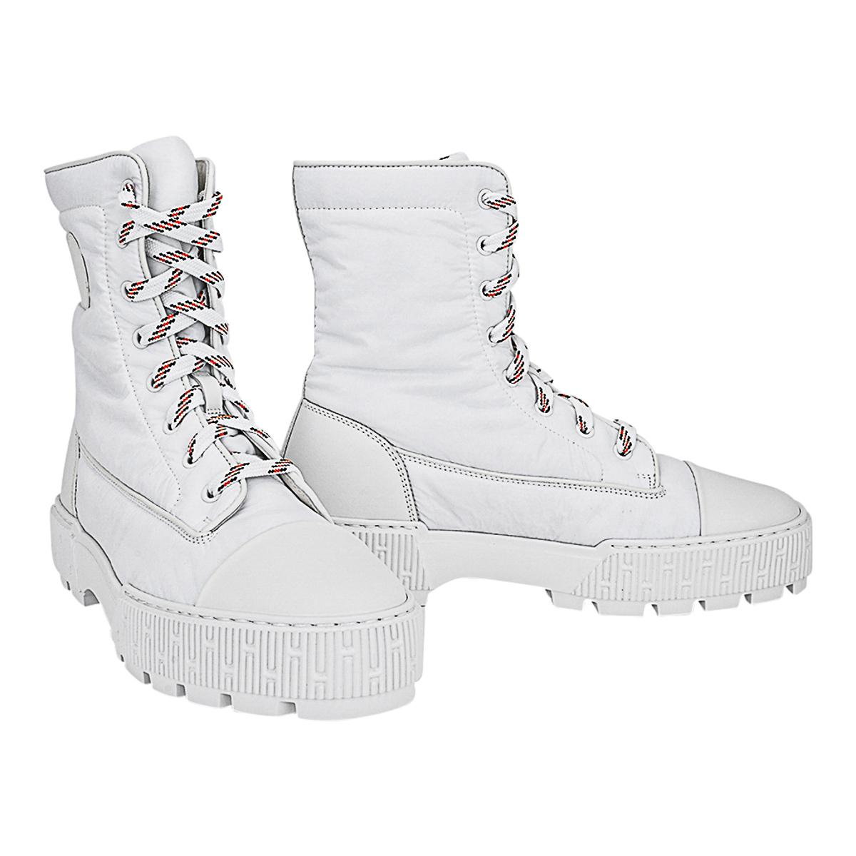 Gris Hermès - Bottines « Fresh » blanches, taille 39 9 en vente